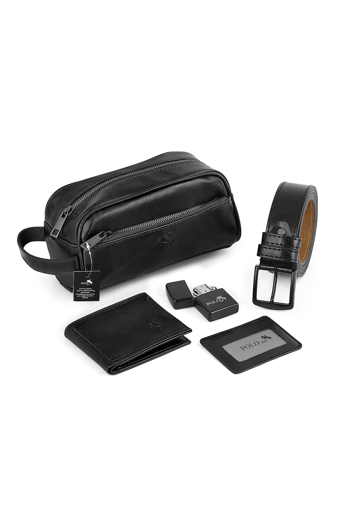 Erkek Kol Saati Cüzdan Kemer Kartlık Çakmak El Çanta Kombin Set Gümüş Renk Pl-7082E5 Gümüş Pl-7082E5