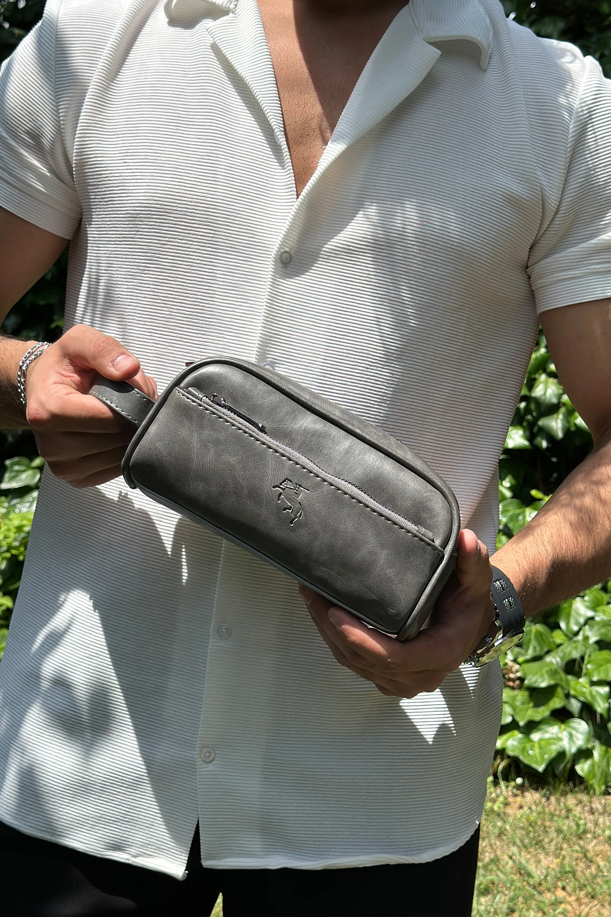 Erkek Kol Saati Cüzdan Kemer Kartlık Çakmak El Çanta Kombin Set Gümüş Siyah Renk Pl-7082E3 Siyah Pl-7082E3