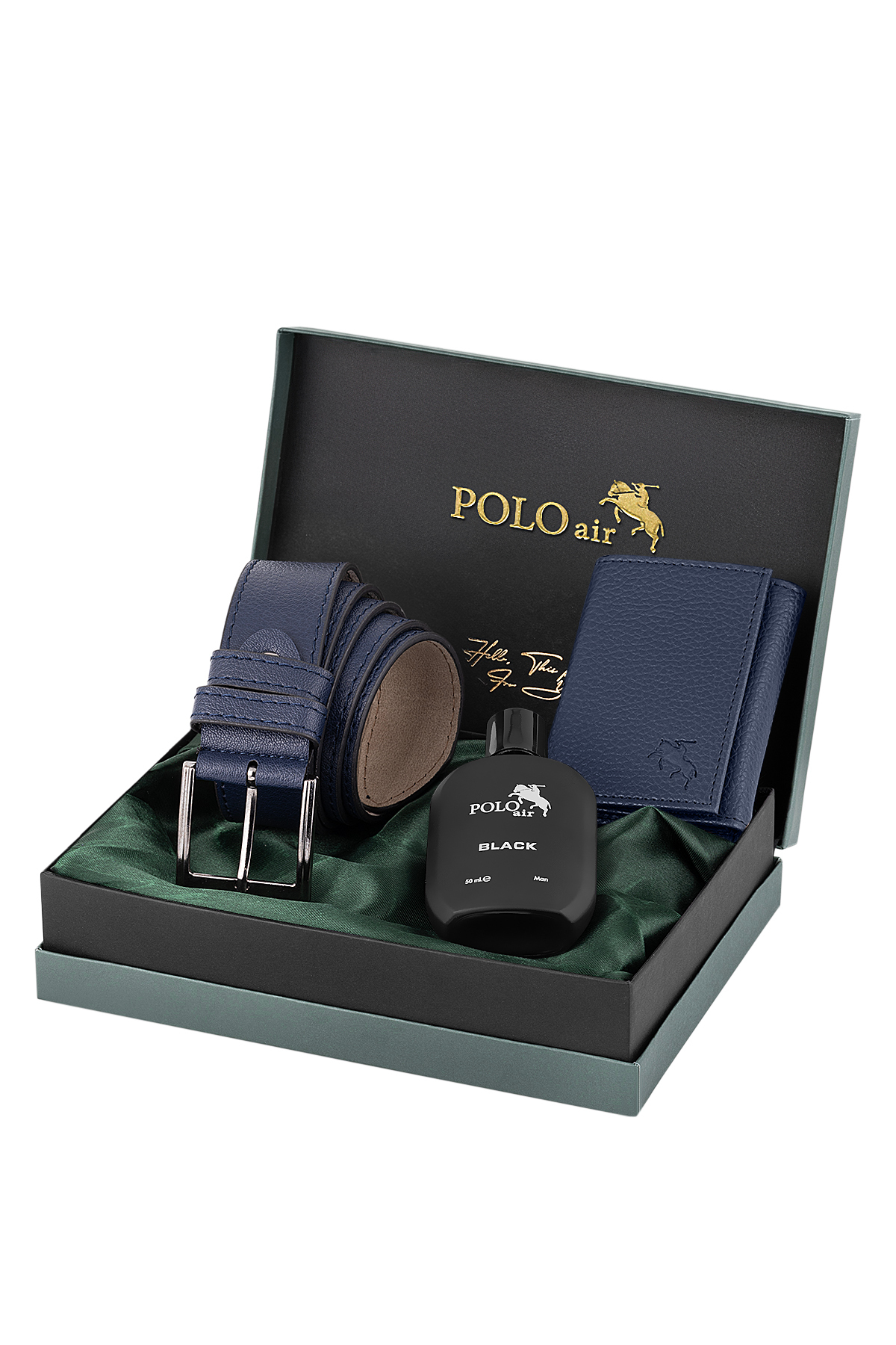 Erkek Mıknatıslı Cüzdan Kemer Parfüm Kombin Seti Lacivert Renk Pm-04-L Lacivert Pm-04-L