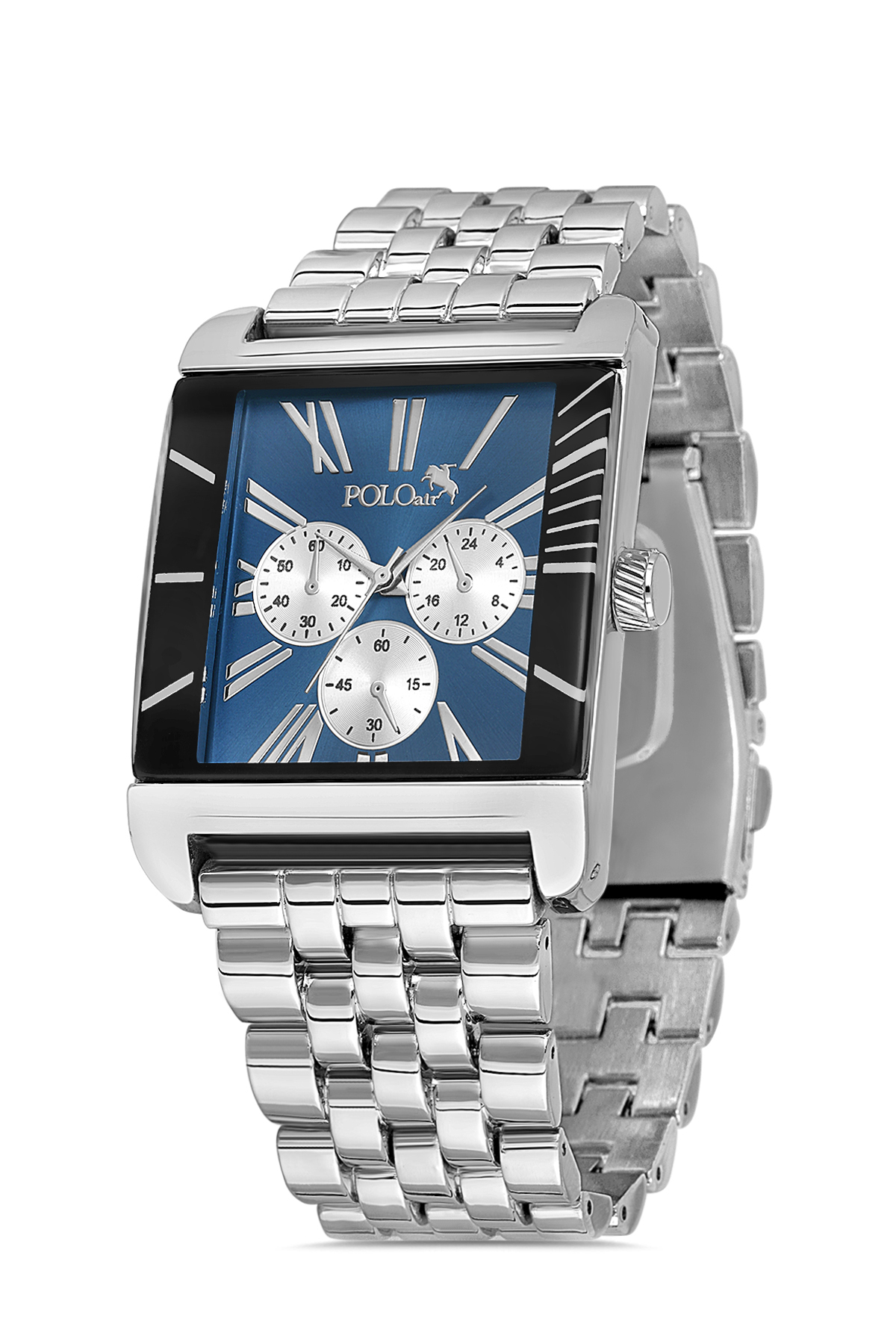 Kare Kasa Erkek Kol Saati Cüzdan Kemer Kartlık Çakmak Anahtarlık Seti Gümüş Lacivert Renk Pl-7072E2 Lacivert-Gümüş Pl-7072E2