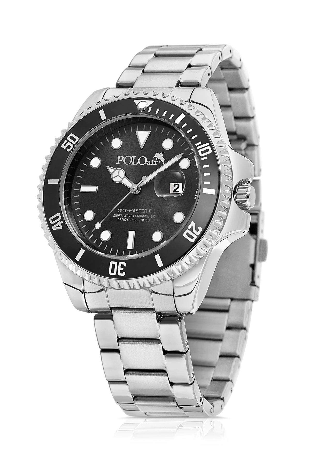 Mercek Takvimli Erkek Kol Saati Cüzdan Kemer Çakmak Anahtarlık Seti Gümüş Siyah Renk Pl-7078E3 Gümüş Pl-7078E3