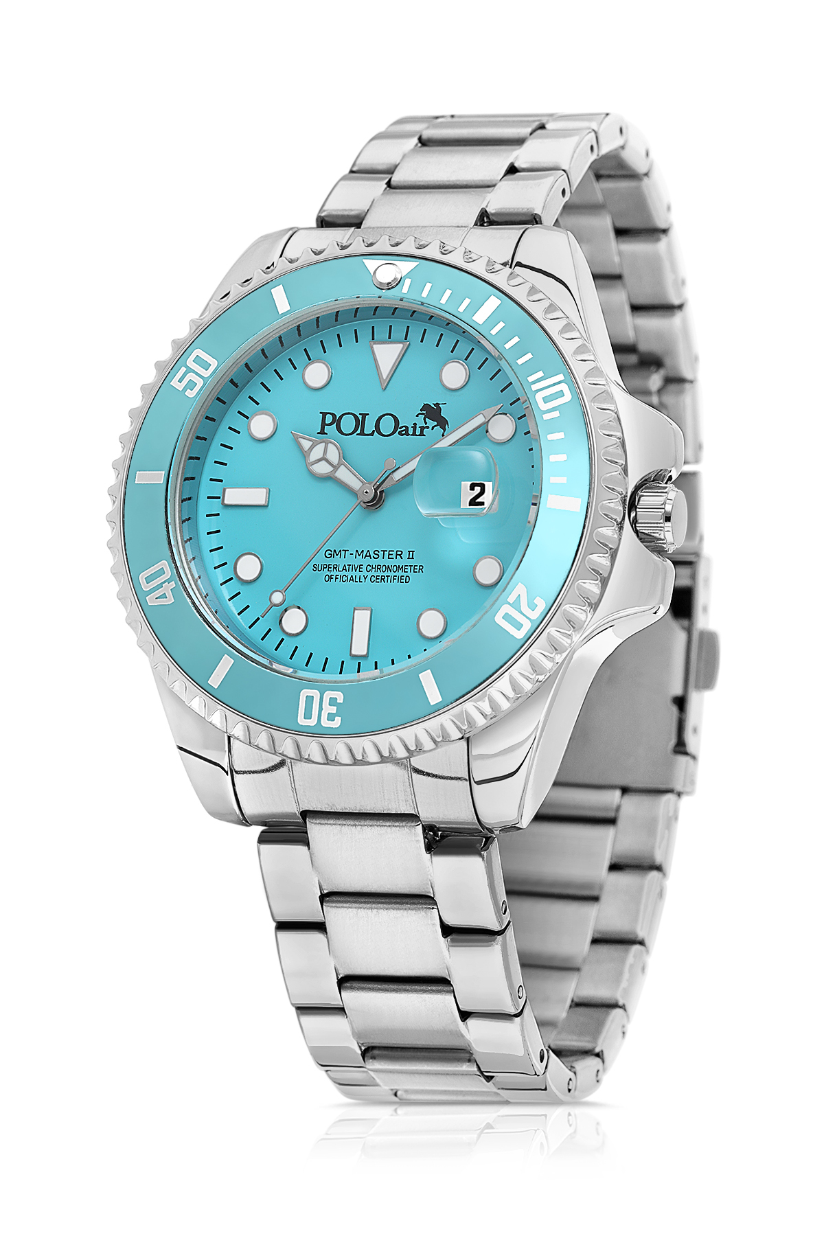 Mercek Takvimli Erkek Kol Saati Cüzdan Kemer Çakmak Anahtarlık Seti Gümüş Turkuaz Renk Pl-7078E5 Turkuaz Pl-7078E5