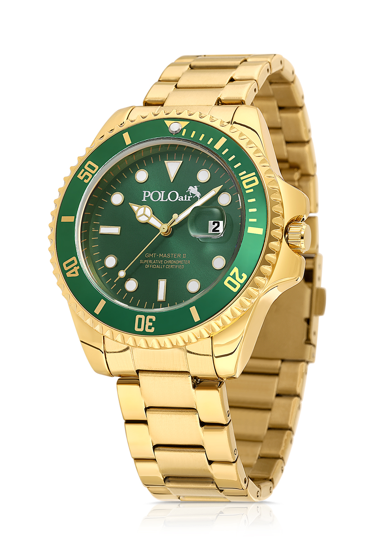 Mercek Takvimli Erkek Kol Saati Cüzdan Kemer Kartlık Parfüm Seti Gold Yeşil Renk Pl-7073E8 Altın Pl-7073E8