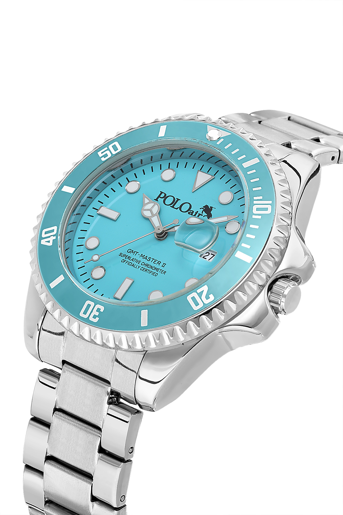 Mercek Takvimli Erkek Kol Saati Cüzdan Kemer Kartlık Parfüm Seti Gümüş Turkuaz Renk Pl-7073E5 Turkuaz Pl-7073E5