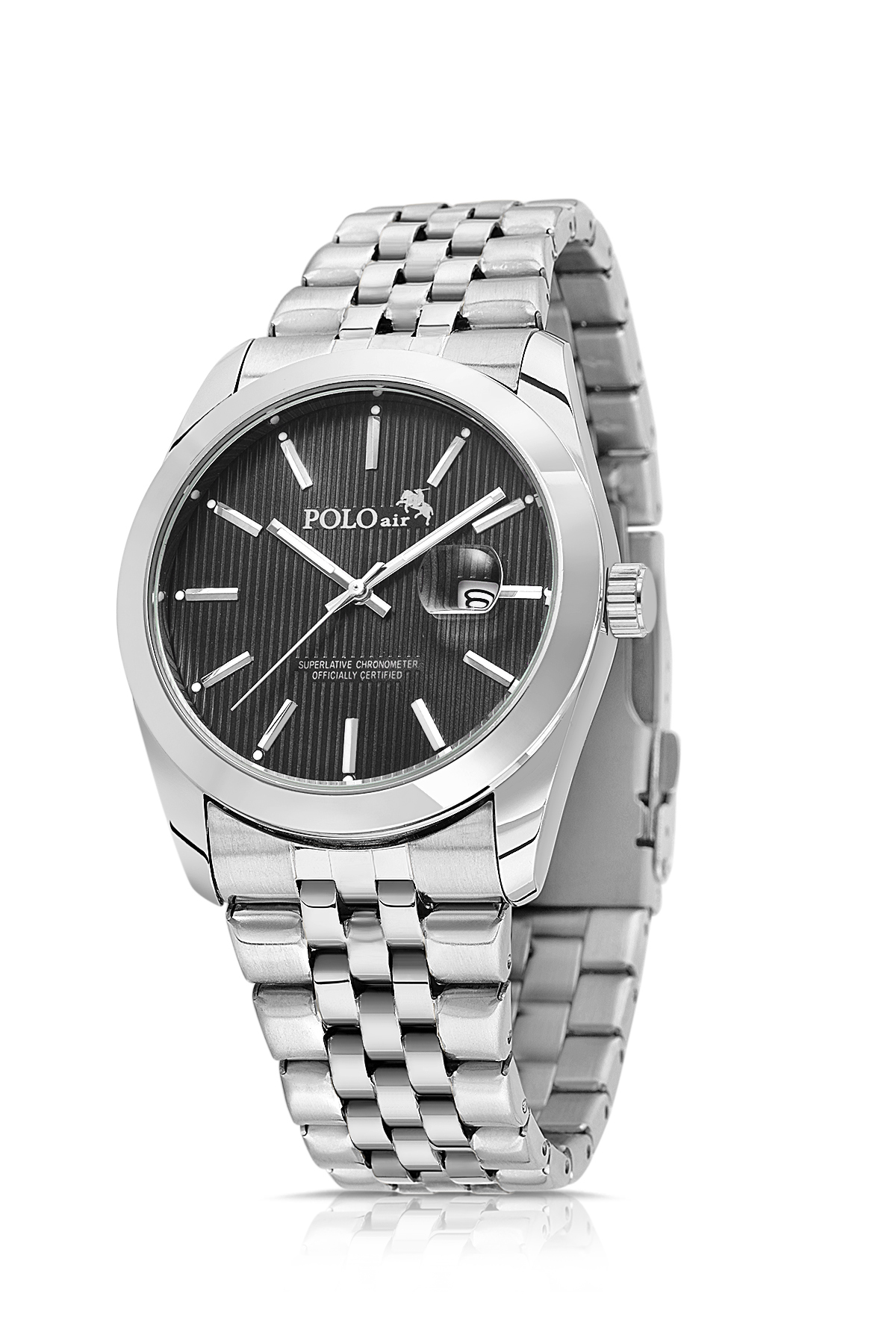 Takvimli Erkek Kol Saati Cüzdan Kemer Kartlık Anahtarlık Çakmak Seti Gümüş Siyah Renk Pl-7074E3 Siyah Pl-7074E3