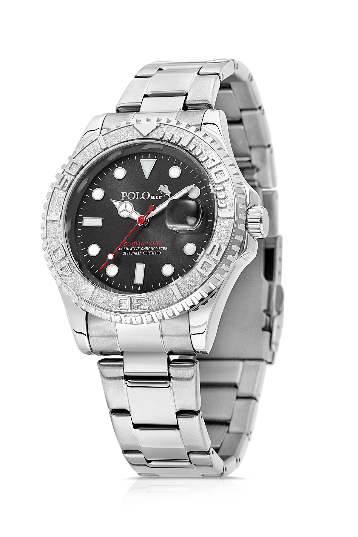 Takvimli Erkek Kol Saati Otomatik Cüzdan Kemer Çakmak Seti Gümüş Siyah Renk Pl-7080E3 Siyah Pl-7080E3