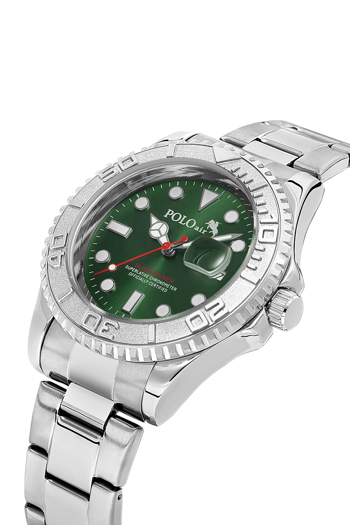 Takvimli Erkek Kol Saati Otomatik Cüzdan Kemer Çakmak Seti Gümüş Yeşil Renk Pl-7080E4 Yeşil Pl-7080E4