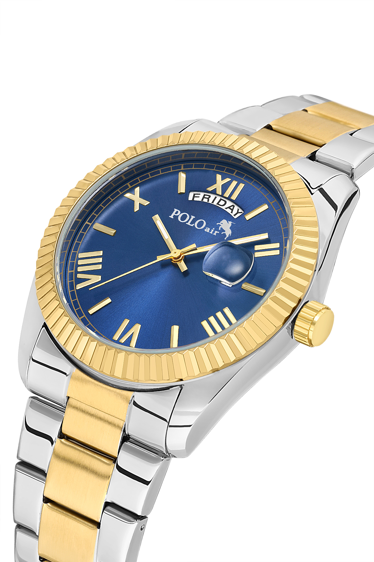 Takvimli Erkek Kol Saati Otomatik Cüzdan Kemer Parfüm Seti Gümüş Gold Lacivert Renk Pl-7081E7 Lacivert Pl-7081E7