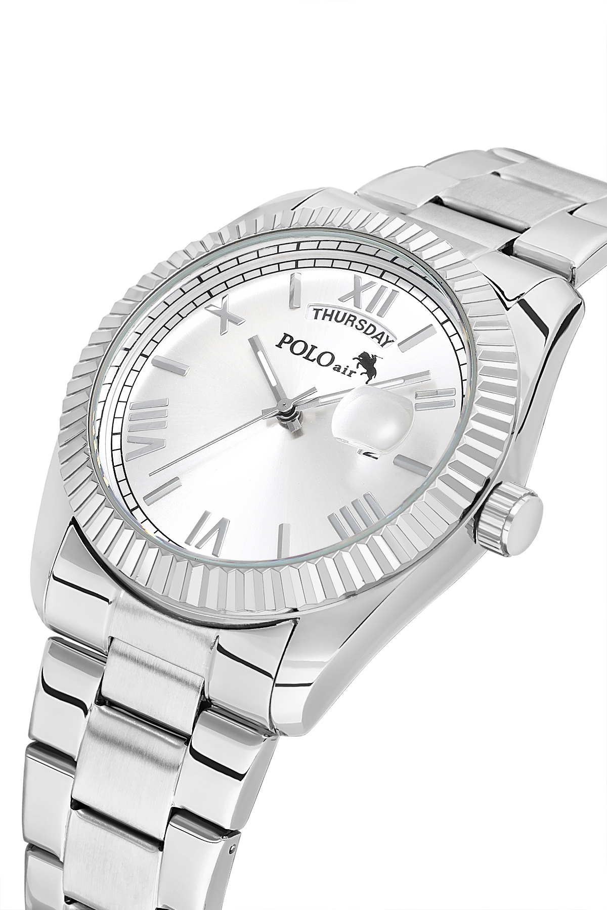 Takvimli Erkek Kol Saati Otomatik Cüzdan Kemer Parfüm Seti Gümüş Renk Pl-7081E4 Gümüş Pl-7081E4