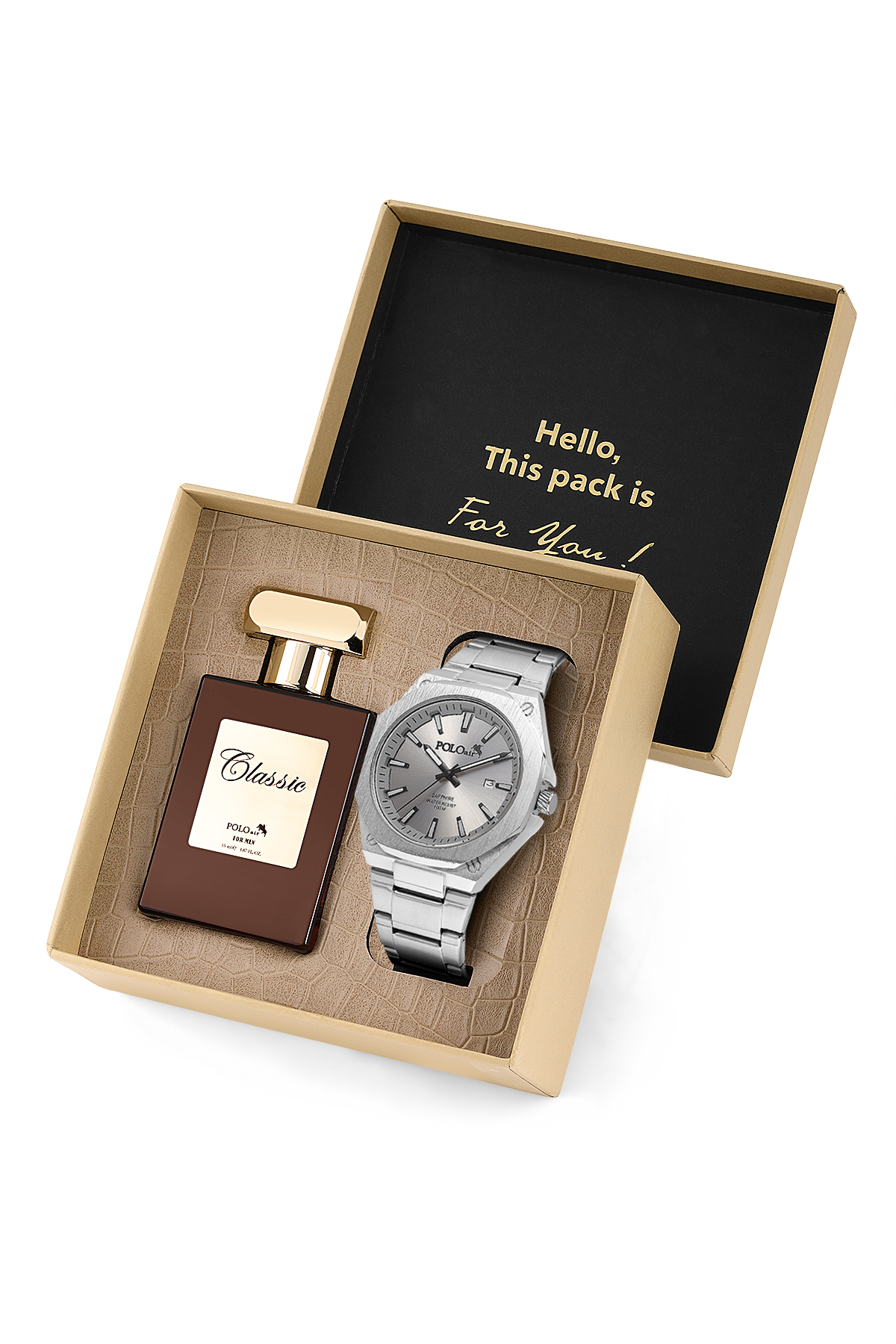 Takvimli Klasik Erkek Kol Saati Ve 55 Ml Parfüm Seti Gümüş Antrasit Renk St-5018E3 Gümüş St-5018E3