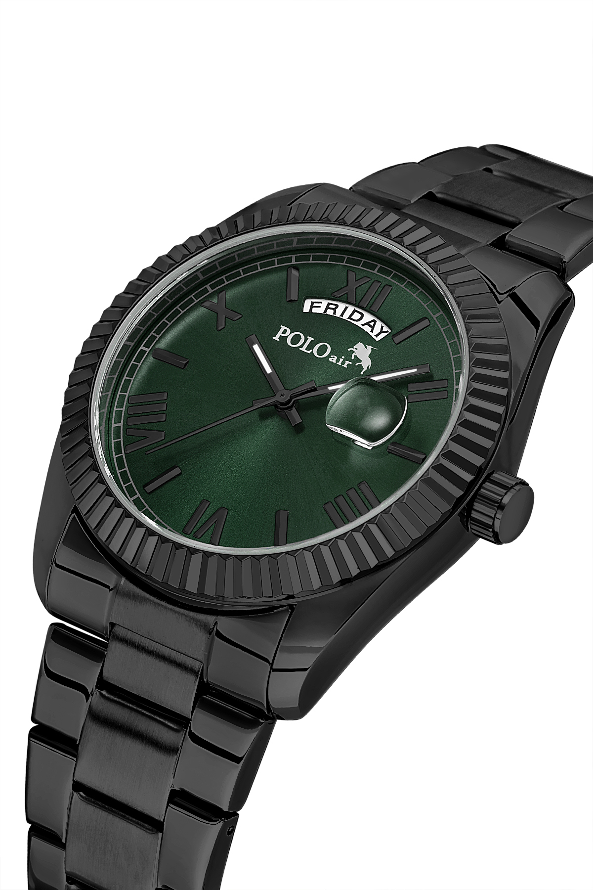 Ay Gün Gösterge Takvimli Erkek Kol Saati Ve 55 Ml Parfüm Seti Siyah Yeşil Renk St-5014E5 Siyah St-5014E5