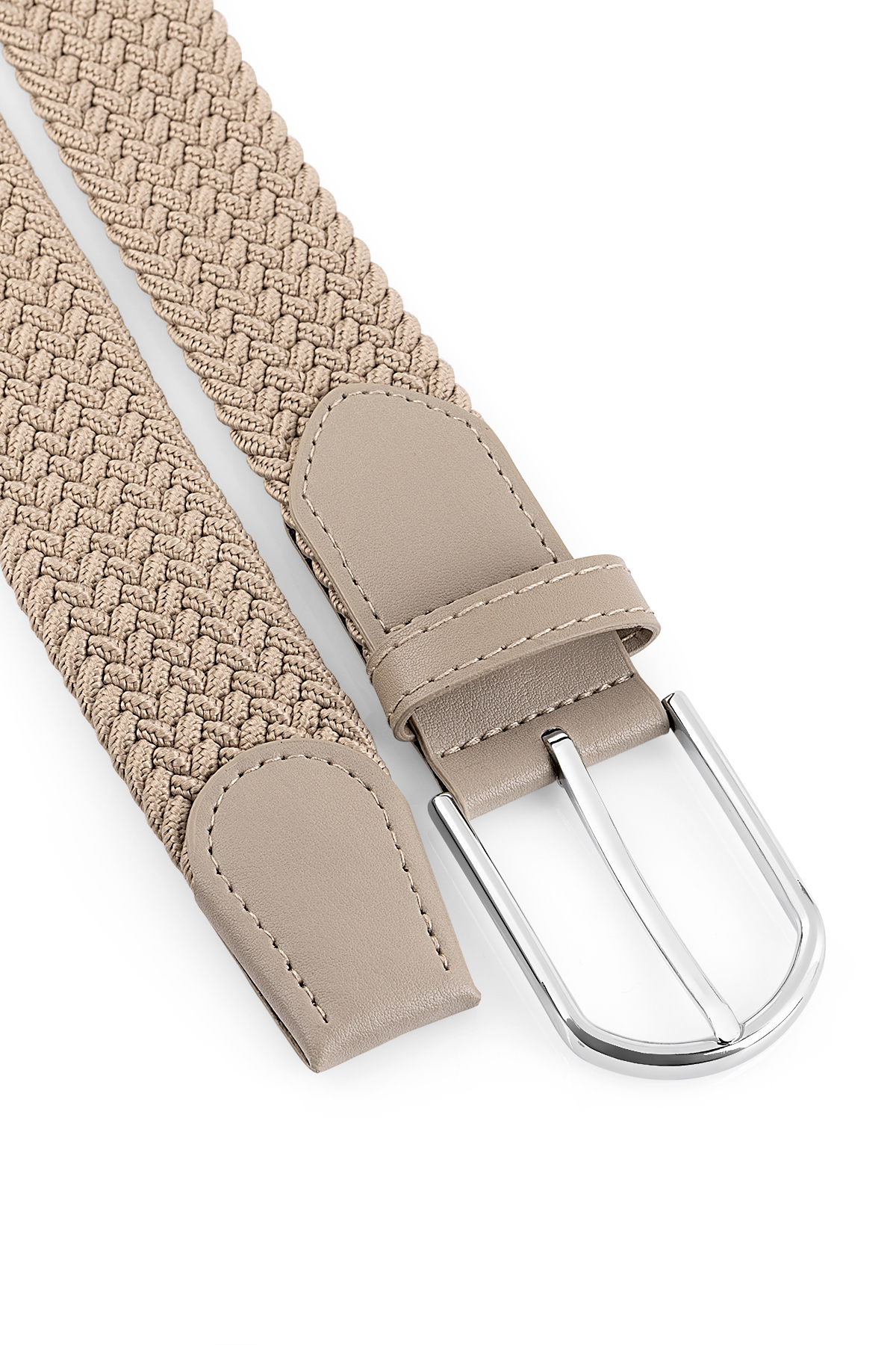 Elastik Esnek Erkek Örgü Kemer Vizon Renk Kmr-04-V Bej Kmr-04-V110