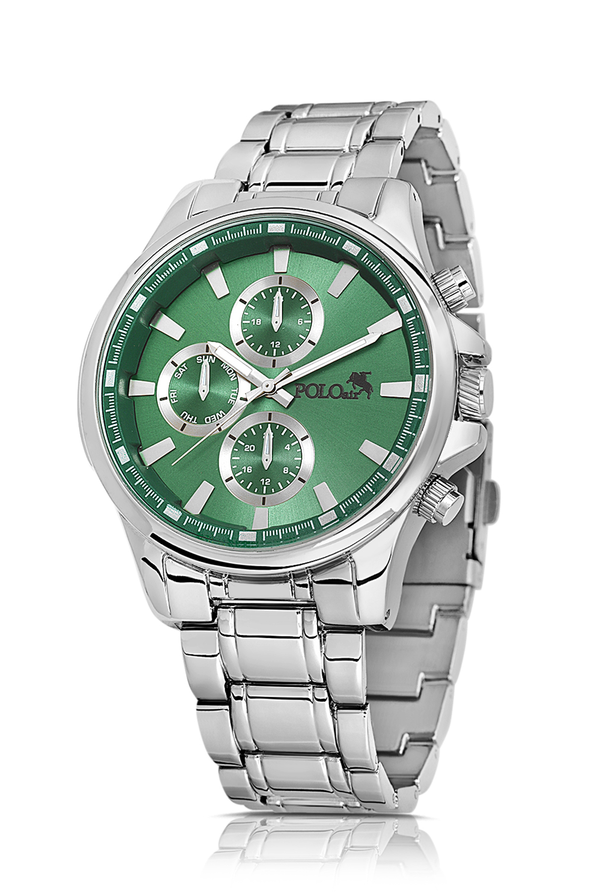 Erkek Kol Saati Cüzdan Kemer Kartlık Çakmak Hediyelik Kutusunda Gümüş Yeşil Renk Pl-7037E3 Yeşil Pl-7037E3