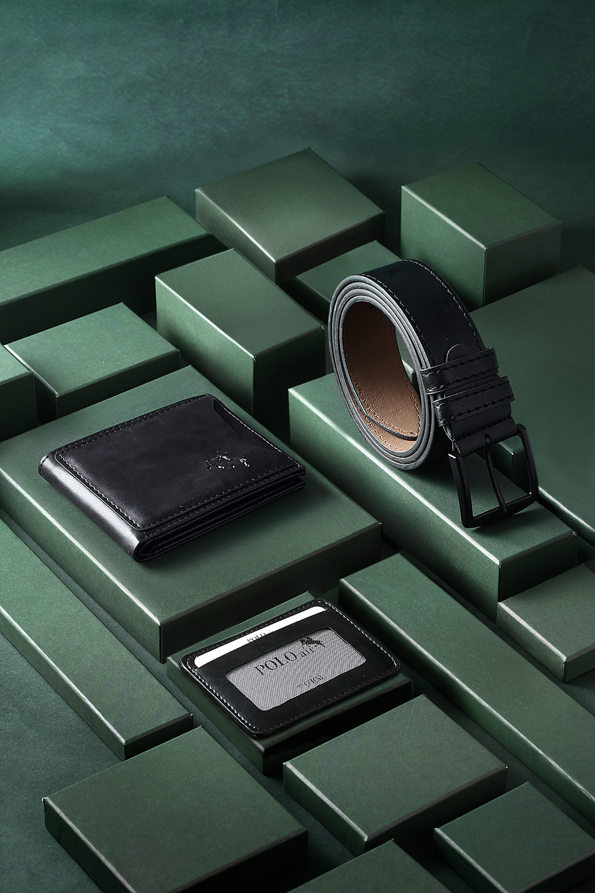 Erkek Kol Saati Cüzdan Kemer Kartlık Hediyelik Kutusunda Siyah Renk Pl-7031E1 Siyah Pl-7031E1