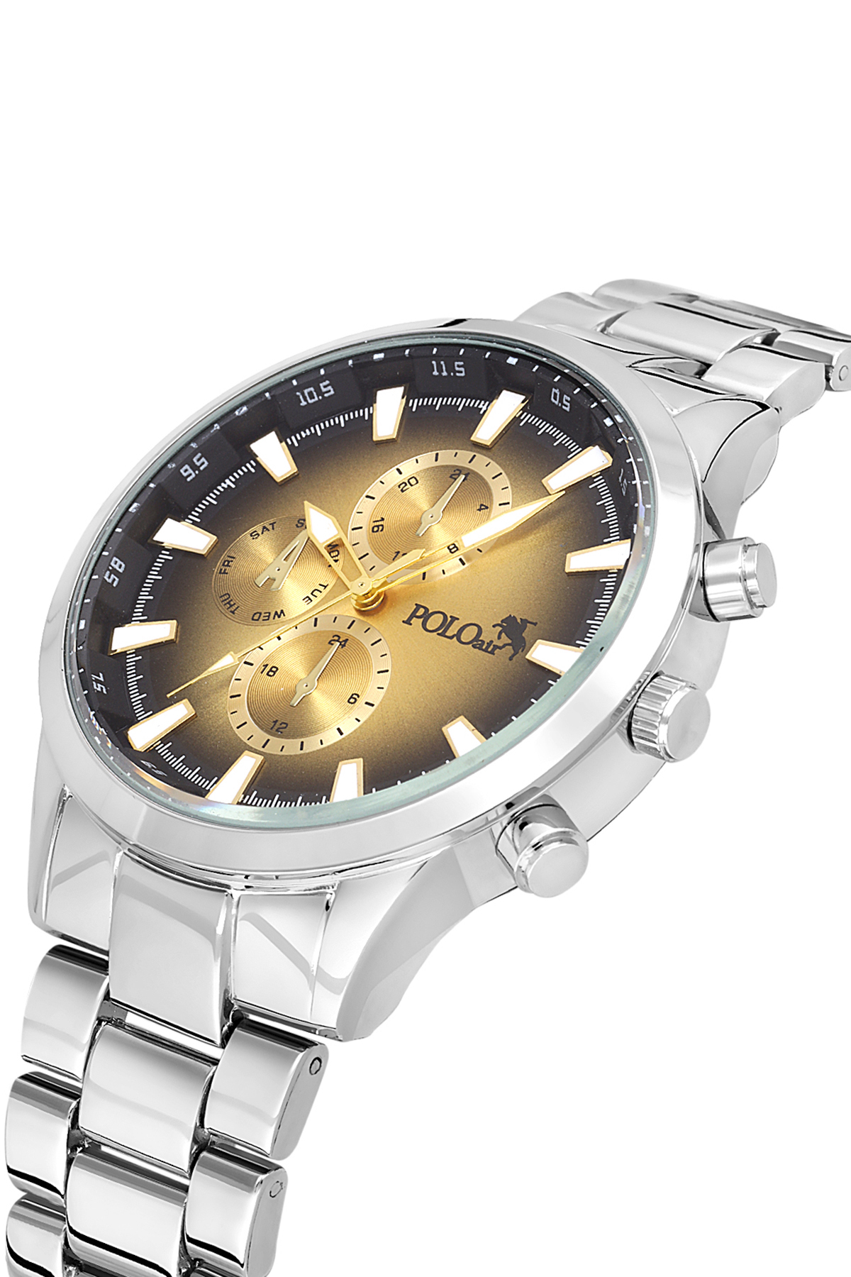 Erkek Kol Saati Esnek Kemer Mıknatıslı Cüzdan Kombin Set Altın Gümüş Renk Pl-7032E5 Altın Pl-7032E5