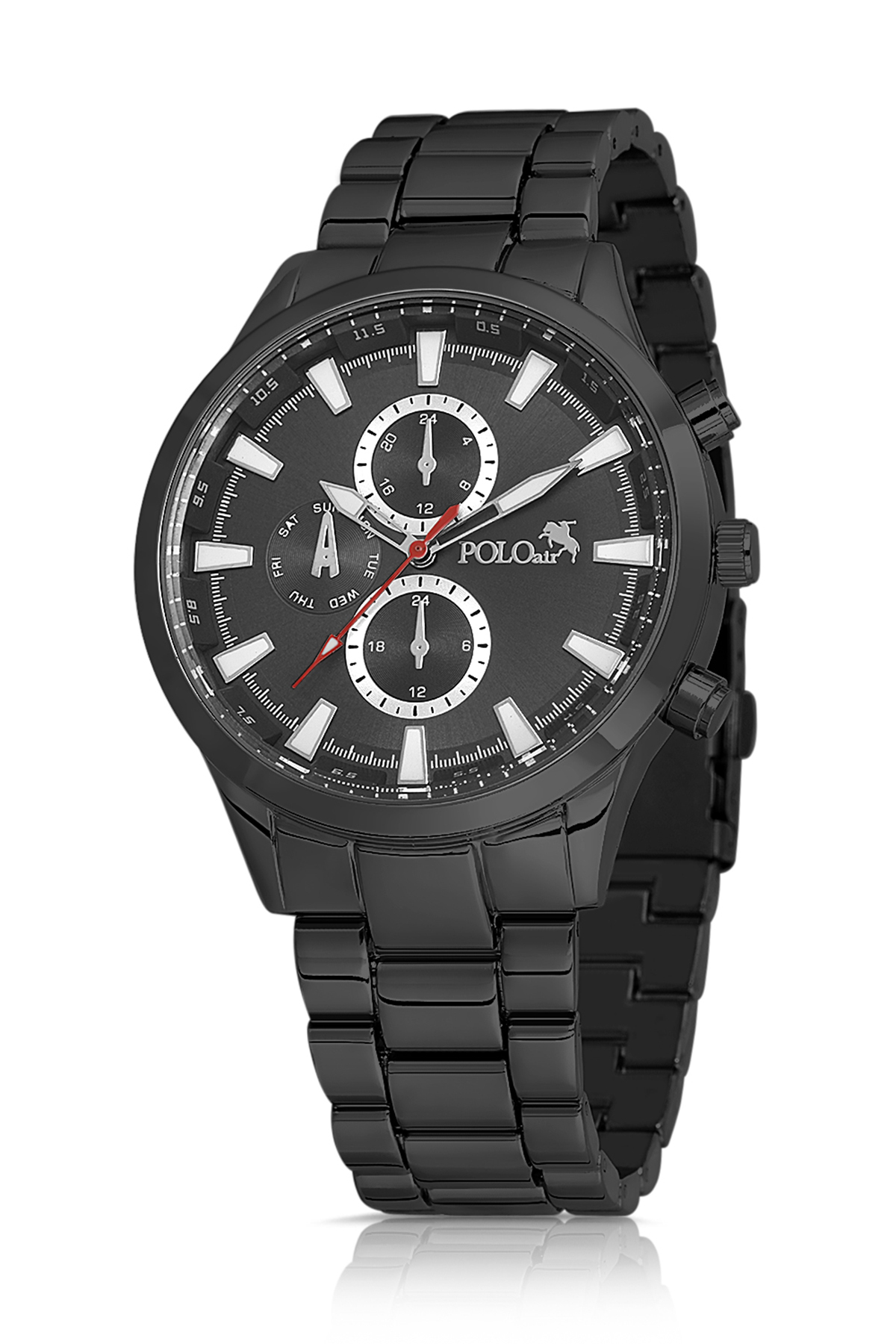 Erkek Kol Saati Esnek Kemer Mıknatıslı Cüzdan Kombin Set Siyah Renk Pl-7032E1 Siyah Pl-7032E1