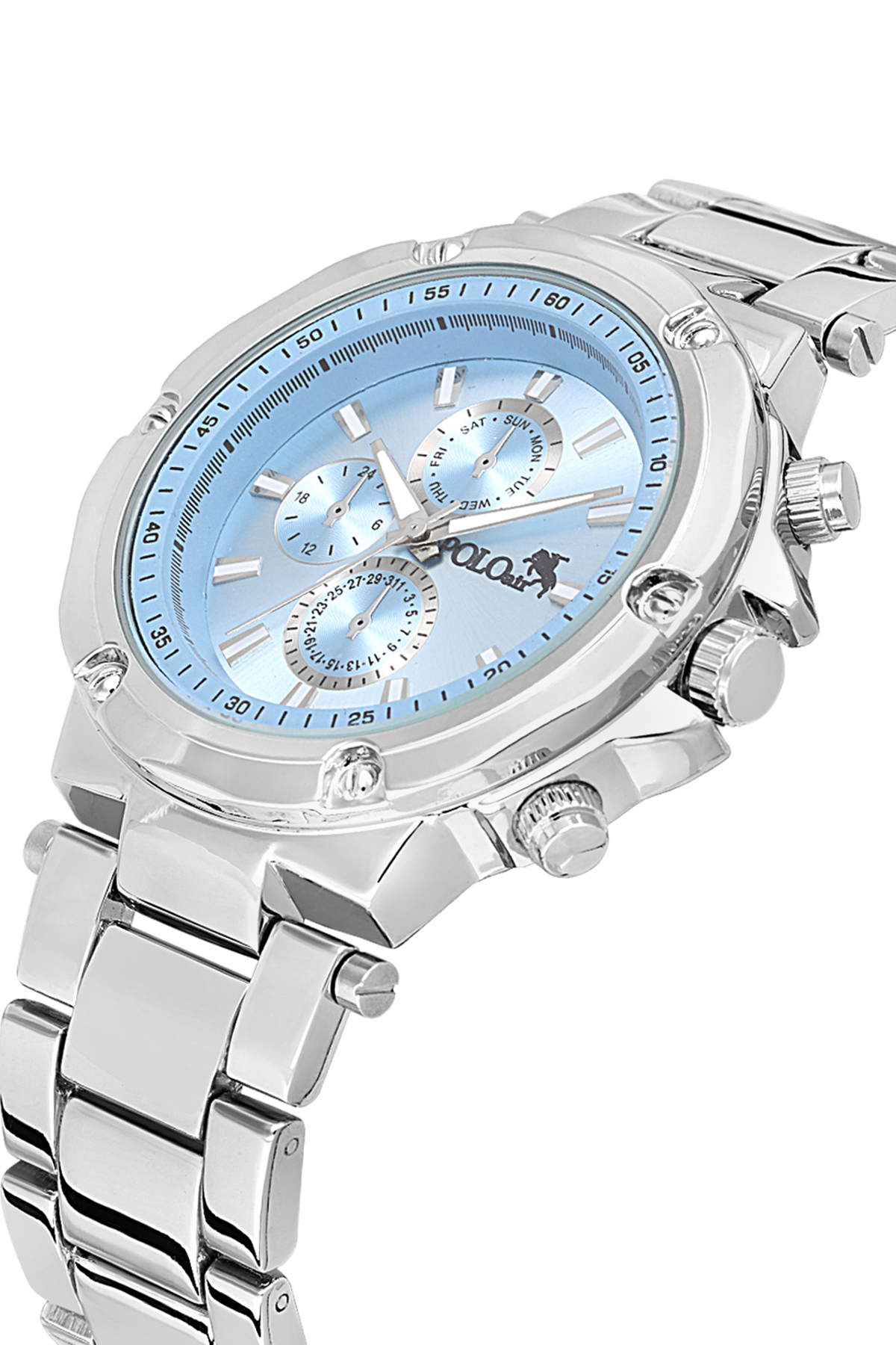 Erkek Kol Saati Esnek Kemer Mıknatıslı Cüzdan Parfümlü Kombin Set Gümüş Mavi Renk Pl-7034E2 Mavi Pl-7034E2