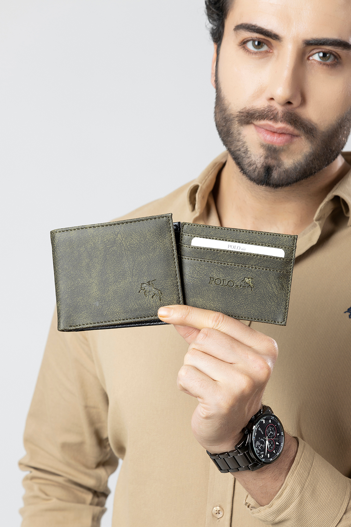 Erkek Kol Saati Kemer Cüzdan Kartlık Hediyelik Kutusunda Su Yeşili Set Pl-7028E3 Gümüş - Su Yeşil Pl-7028E3