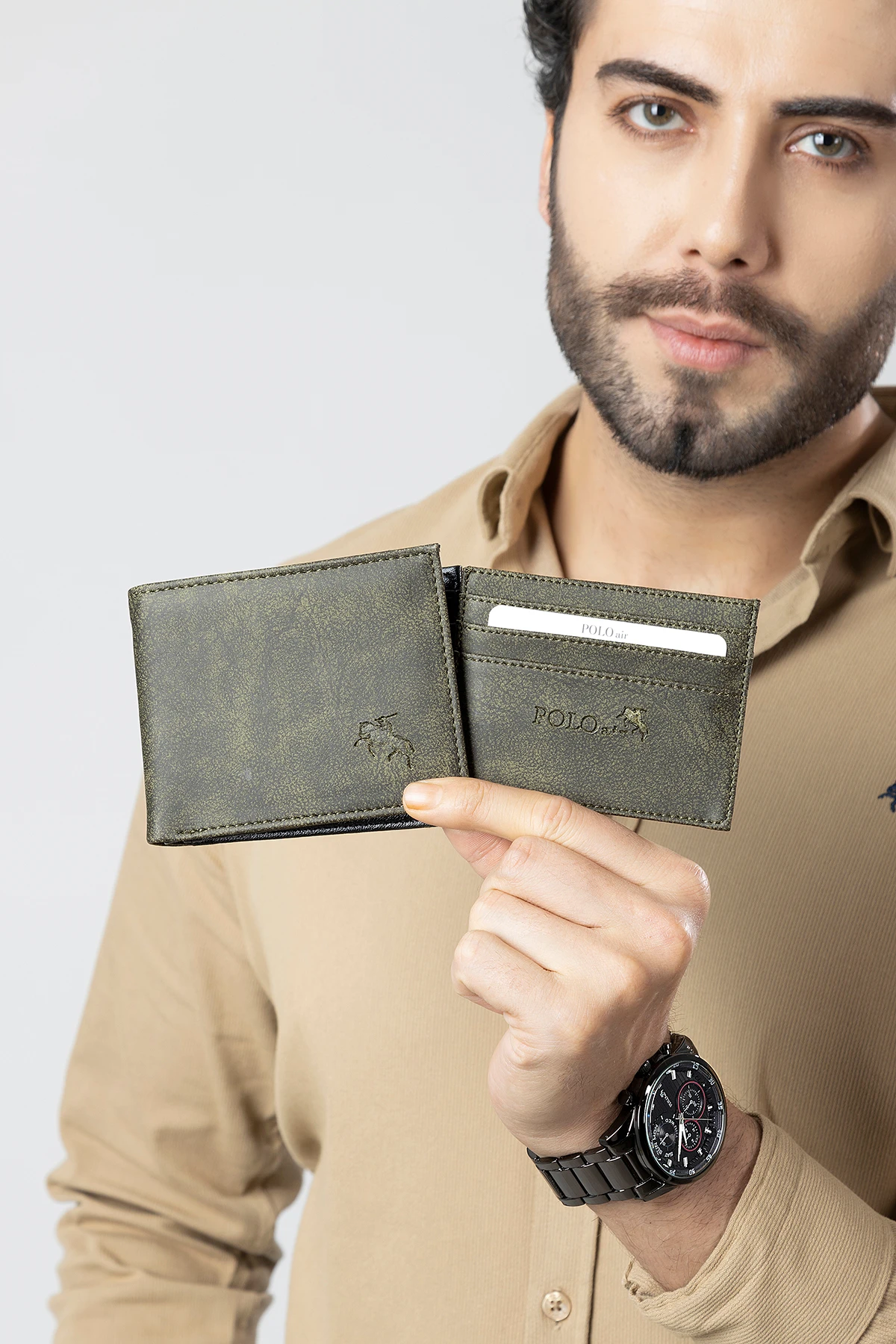 Erkek Kol Saati Kemer Cüzdan Kartlık Hediyelik Kutusunda Su Yeşili Set Pl-7028E3 Gümüş - Su Yeşil Pl-7028E3