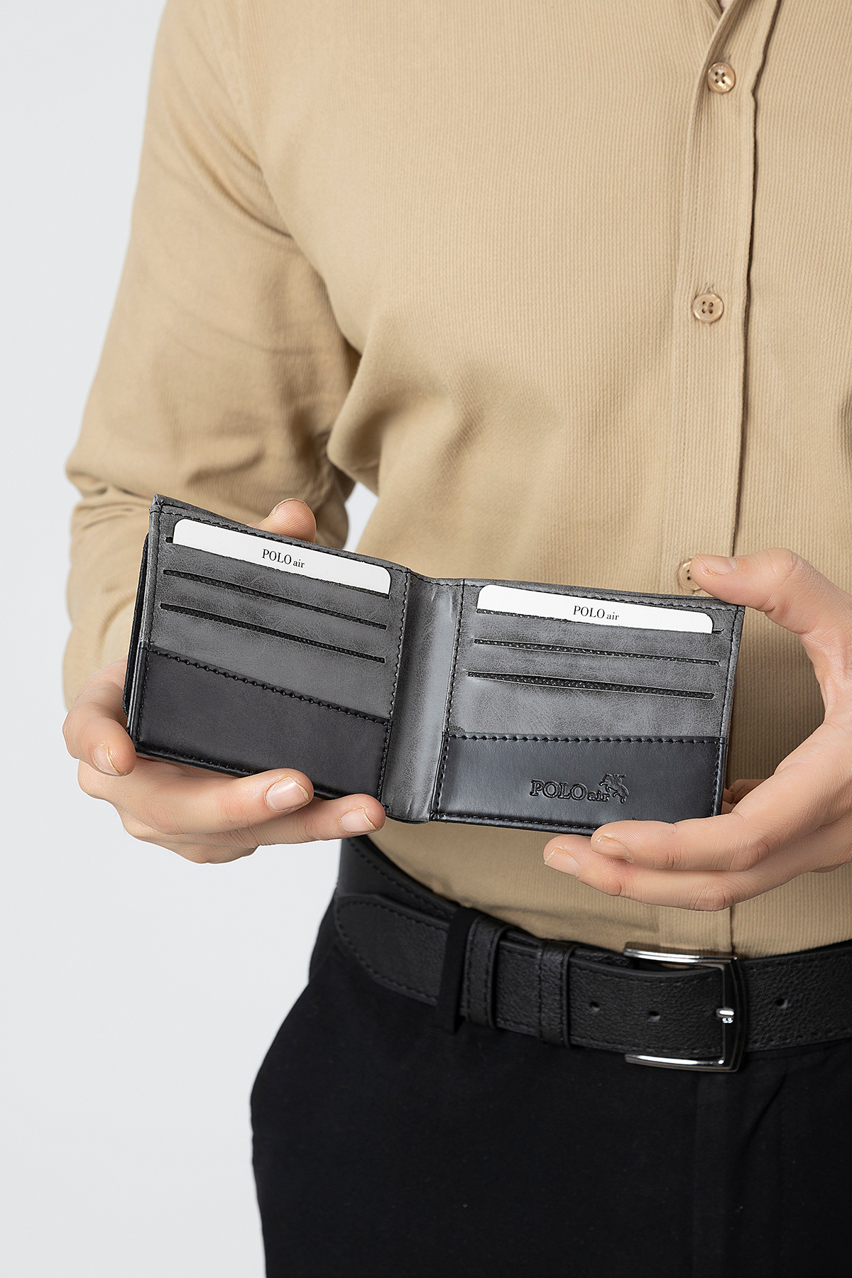 Erkek Kol Saati Kemer Cüzdan Kartlık Parfüm Hediyelik Kutusunda Gümüş Gri Set Pl-7048E4 Gri Pl-7048E4