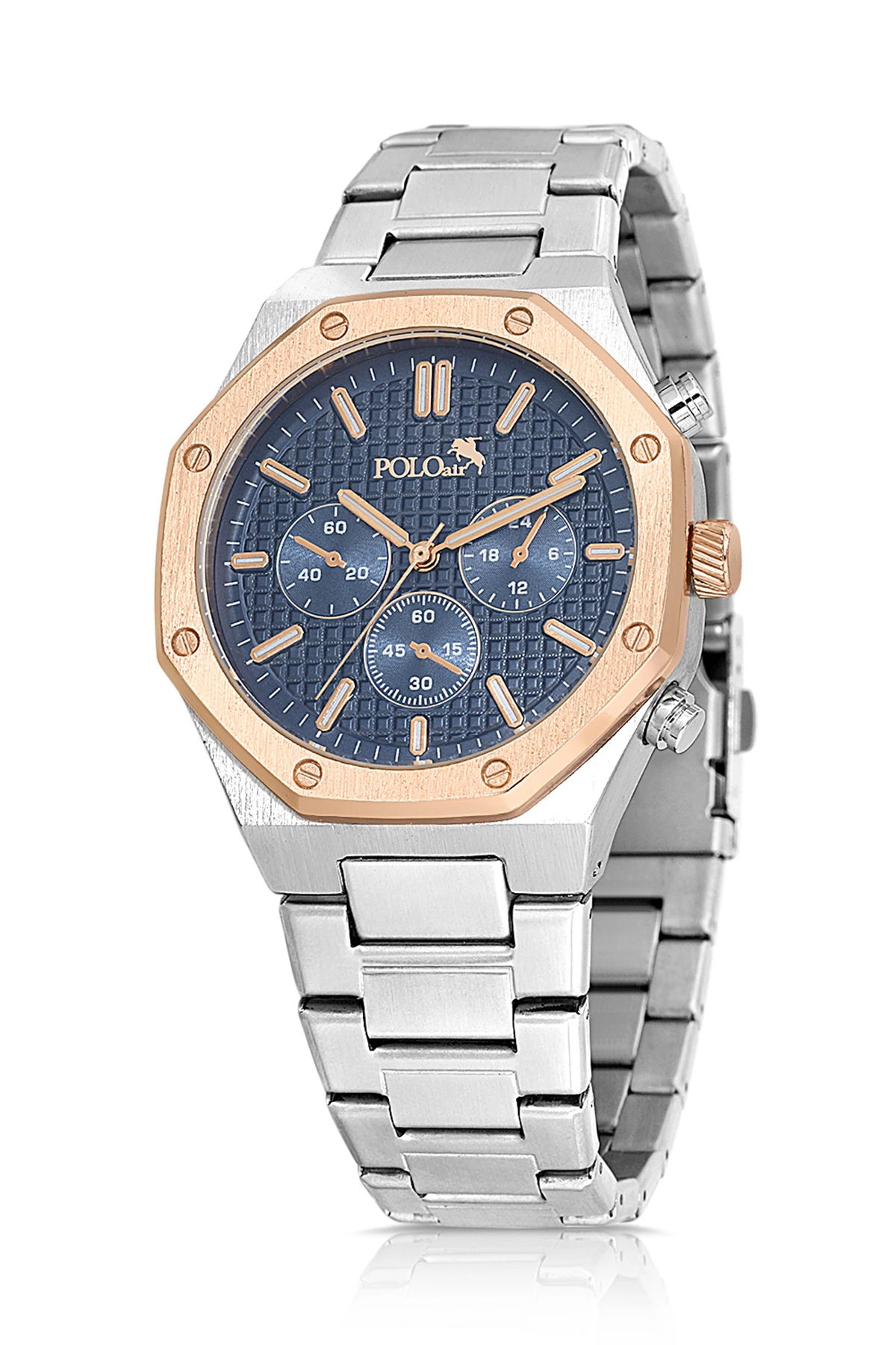 Erkek Kol Saati Kemer Cüzdan Kartlık Parfüm Hediyelik Kutusunda Gümüş Lacivert Bakır Set Pl-7025E5 Lacivert Pl-7025E5