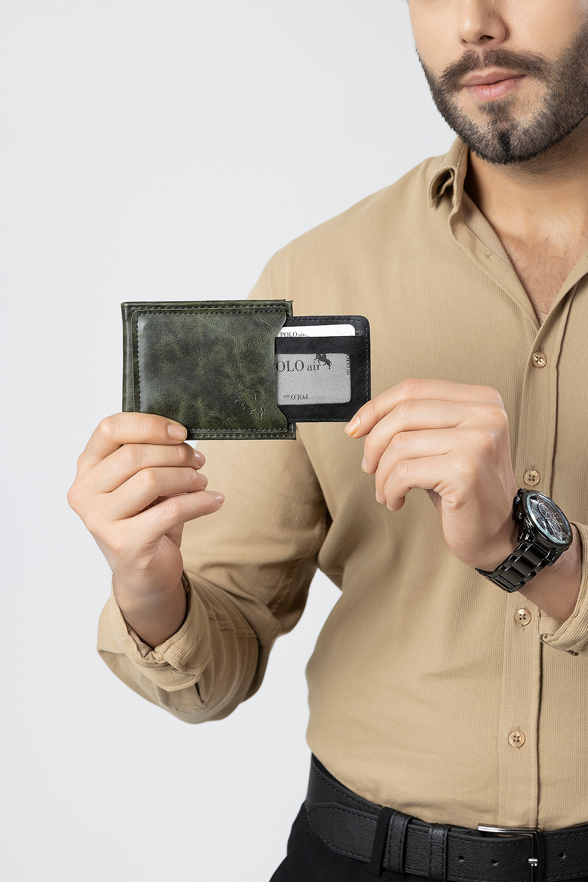 Erkek Kol Saati Kemer Cüzdan Kartlık Parfüm Hediyelik Kutusunda Gümüş Yeşil Renk Pl-7033E3 Yeşil Pl-7033E3