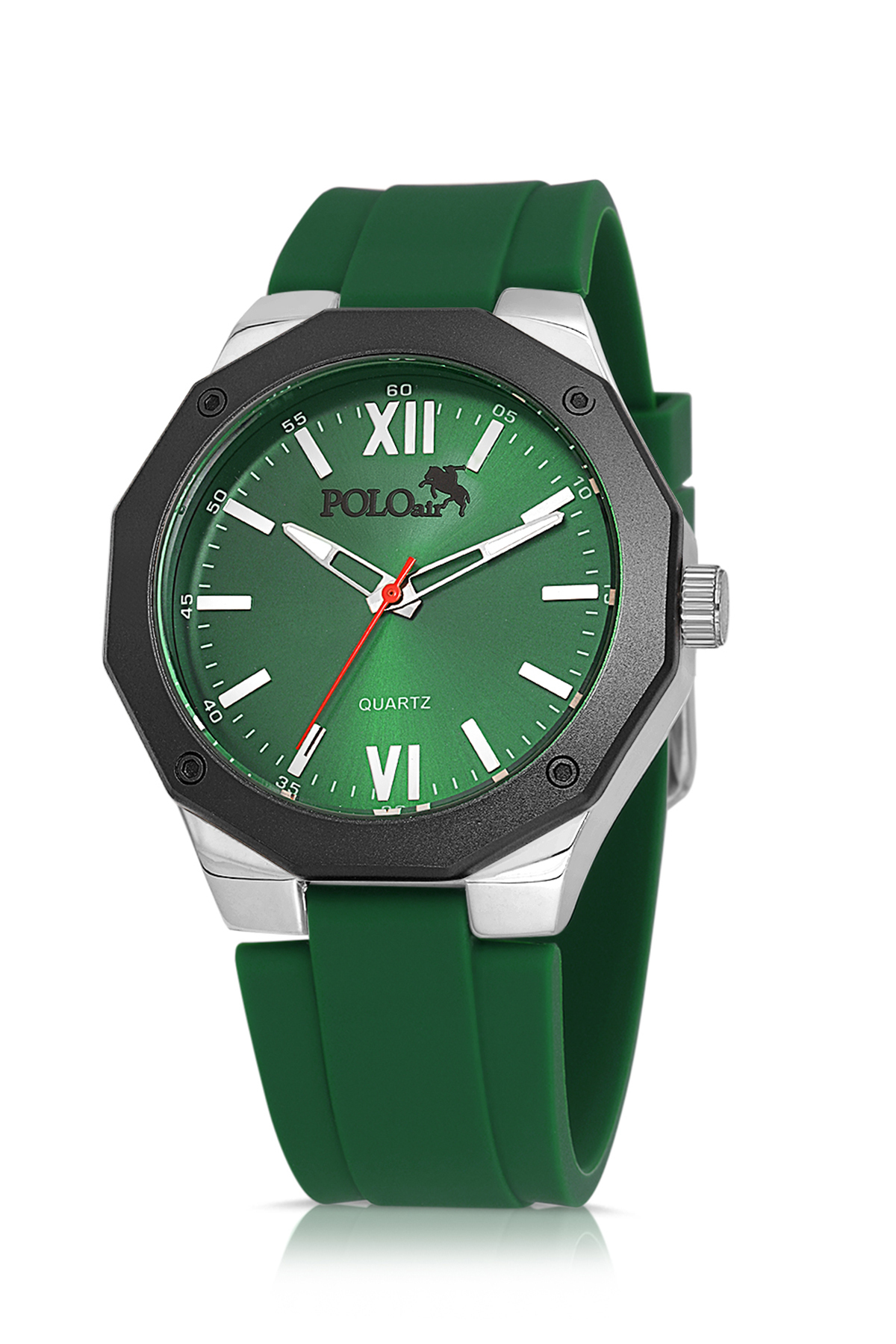 Erkek Kol Saati Kemer Cüzdan Kartlık Parfüm Hediyelik Kutusunda Gümüş Yeşil Set Pl-7048E3 Yeşil Pl-7048E3