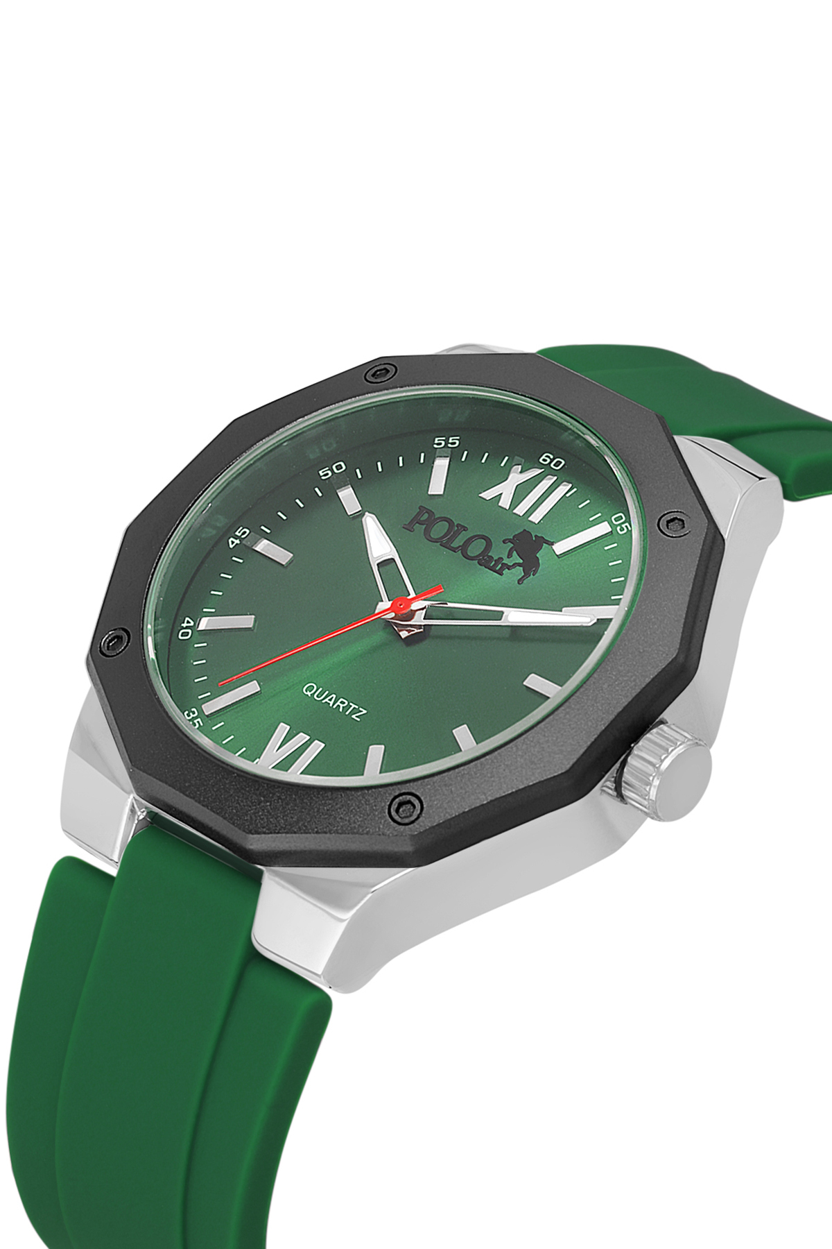 Erkek Kol Saati Kemer Cüzdan Kartlık Parfüm Hediyelik Kutusunda Gümüş Yeşil Set Pl-7048E3 Yeşil Pl-7048E3