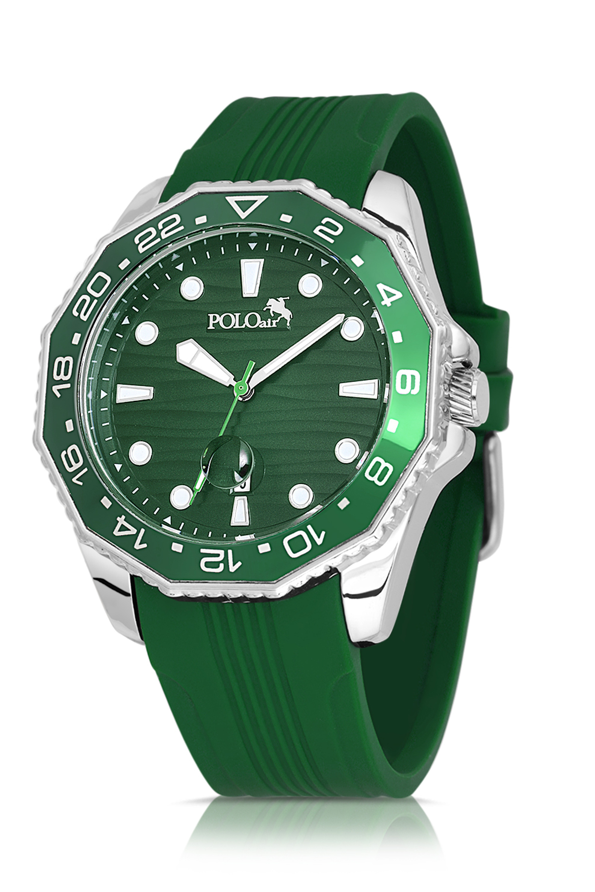 Erkek Kol Saati Kemer Cüzdan Kartlık Parfüm Hediyelik Kutusunda Gümüş Yeşil Set Pl-7049E3 Yeşil Pl-7049E3