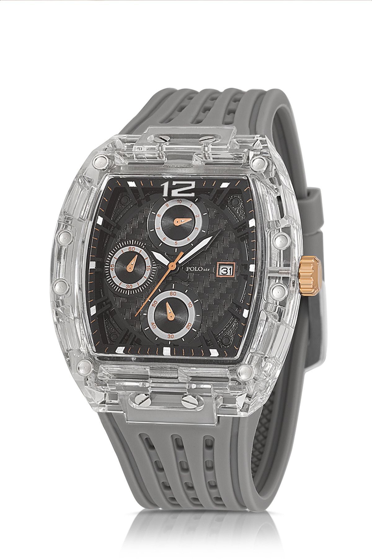 Erkek Kol Saati Kemer Cüzdan Kartlık Parfüm Hediyelik Kutusunda Siyah Gri Renk Pl-7051E4 Gri Pl-7051E4