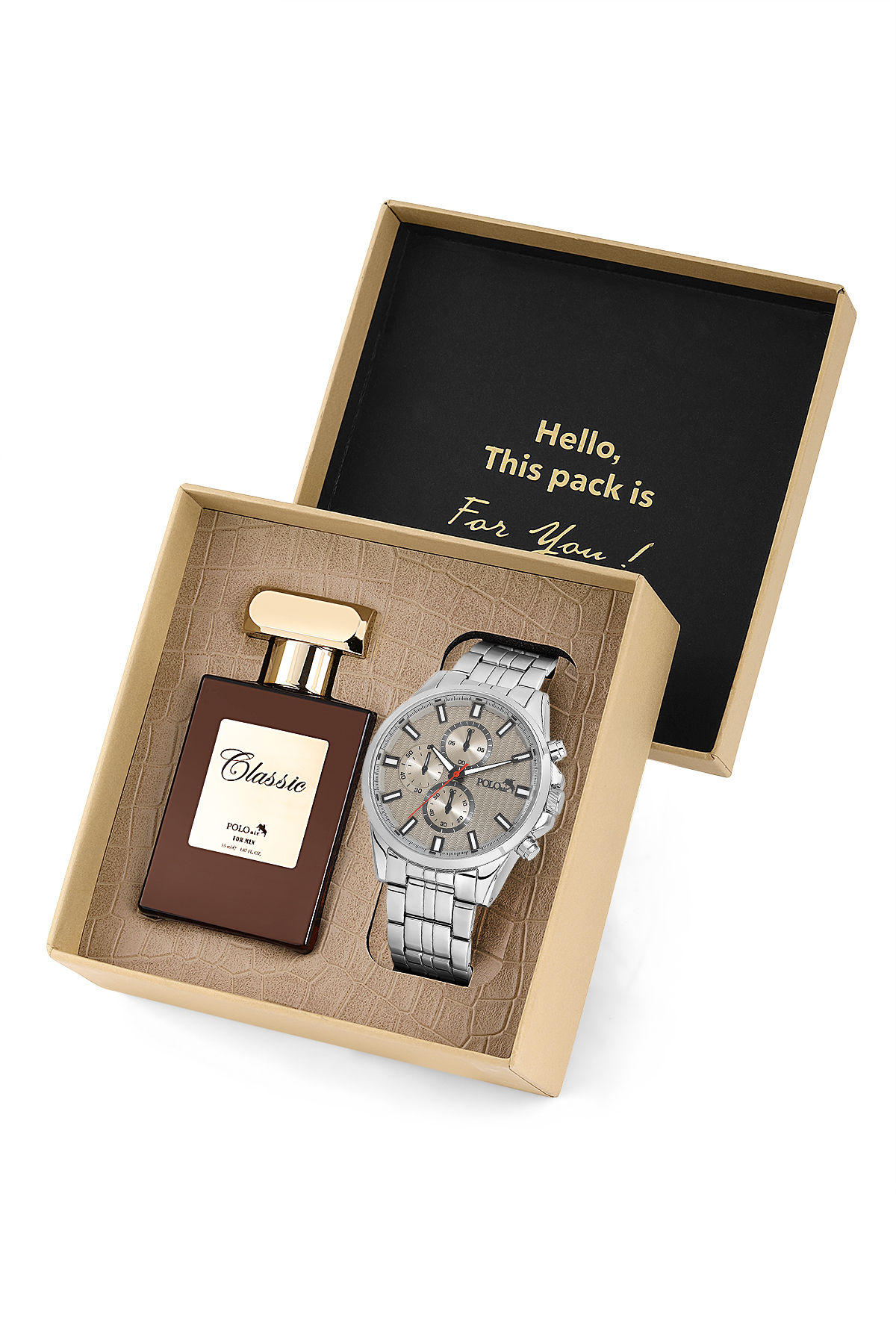 Erkek Kol Saati Ve 55Ml Parfüm Hediyelik Kutusunda Set Gümüş Antrasit Renk St-5007E4 Gümüş St-5007E4