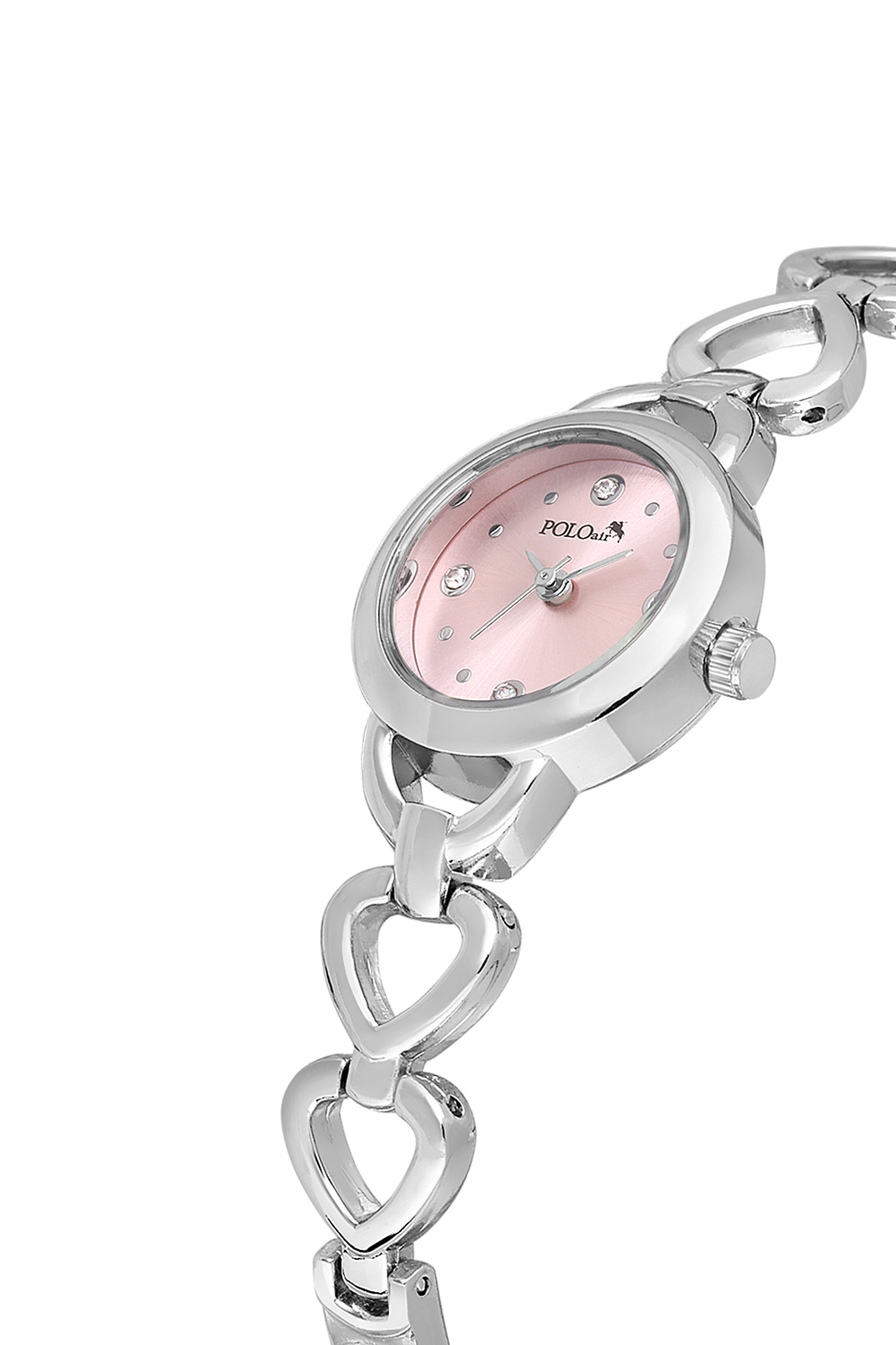 Kalp Detaylı Kadın Kol Saati Smile Figürlü Özel Notlu Cam Dilek Şişe Seti Gümüş Pembe Renk St-2185S4 Pembe St-2185S4