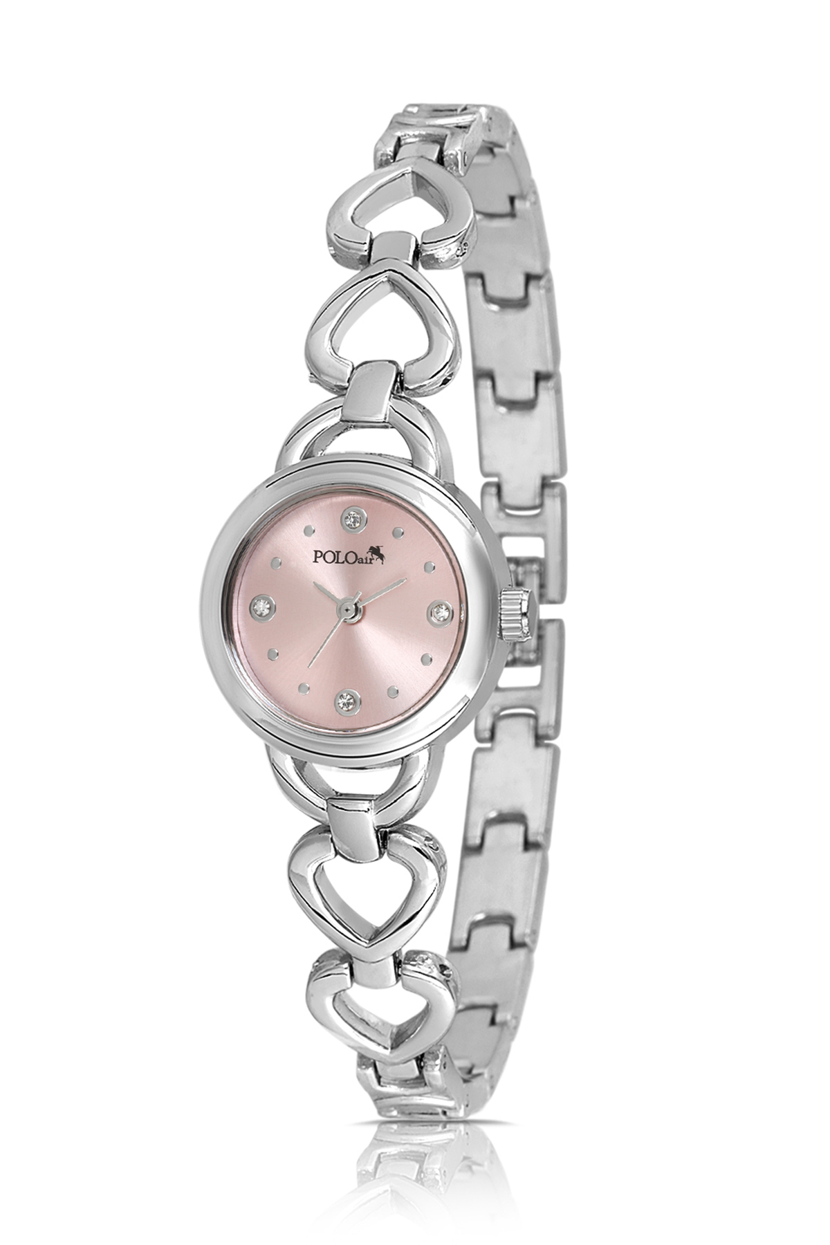 Kalp Detaylı Kadın Kol Saati Smile Figürlü Özel Notlu Cam Dilek Şişe Seti Gümüş Pembe Renk St-2185S4 Pembe St-2185S4