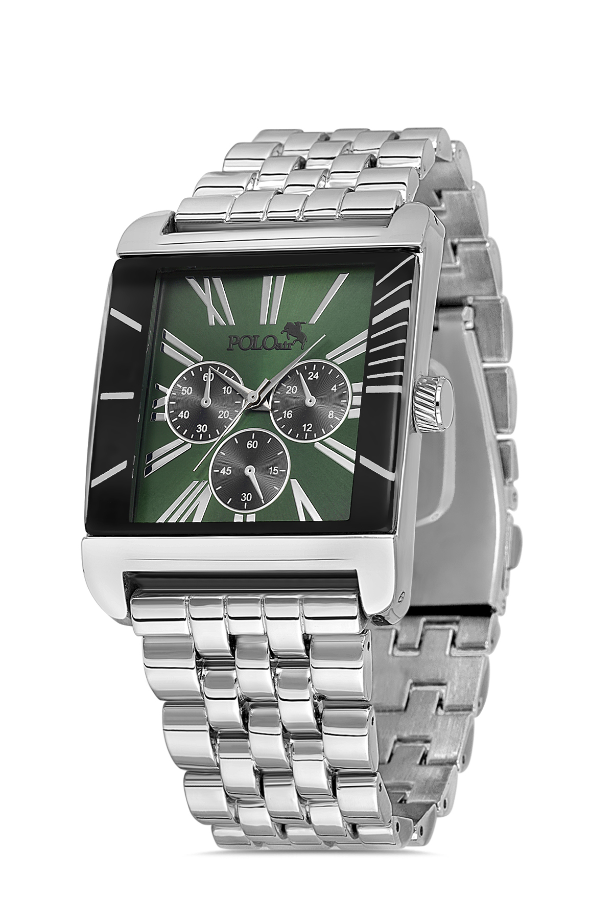 Kare Kasa Klasik Erkek Kol Saati Gümüş Yeşil Renk Pl-7072E3X Yeşil-Gümüş Pl-7072E3X