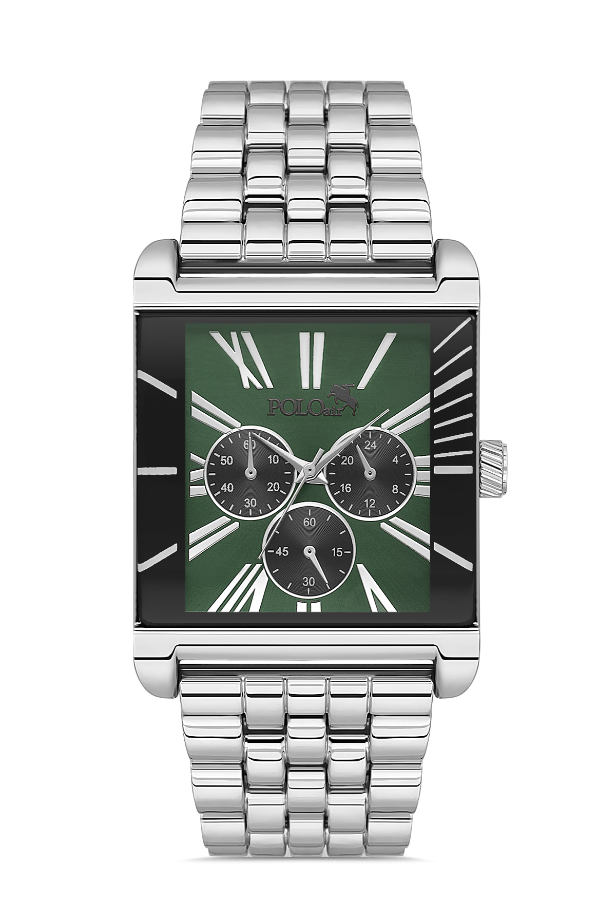 Kare Kasa Klasik Erkek Kol Saati Gümüş Yeşil Renk Pl-7072E3X Yeşil-Gümüş Pl-7072E3X