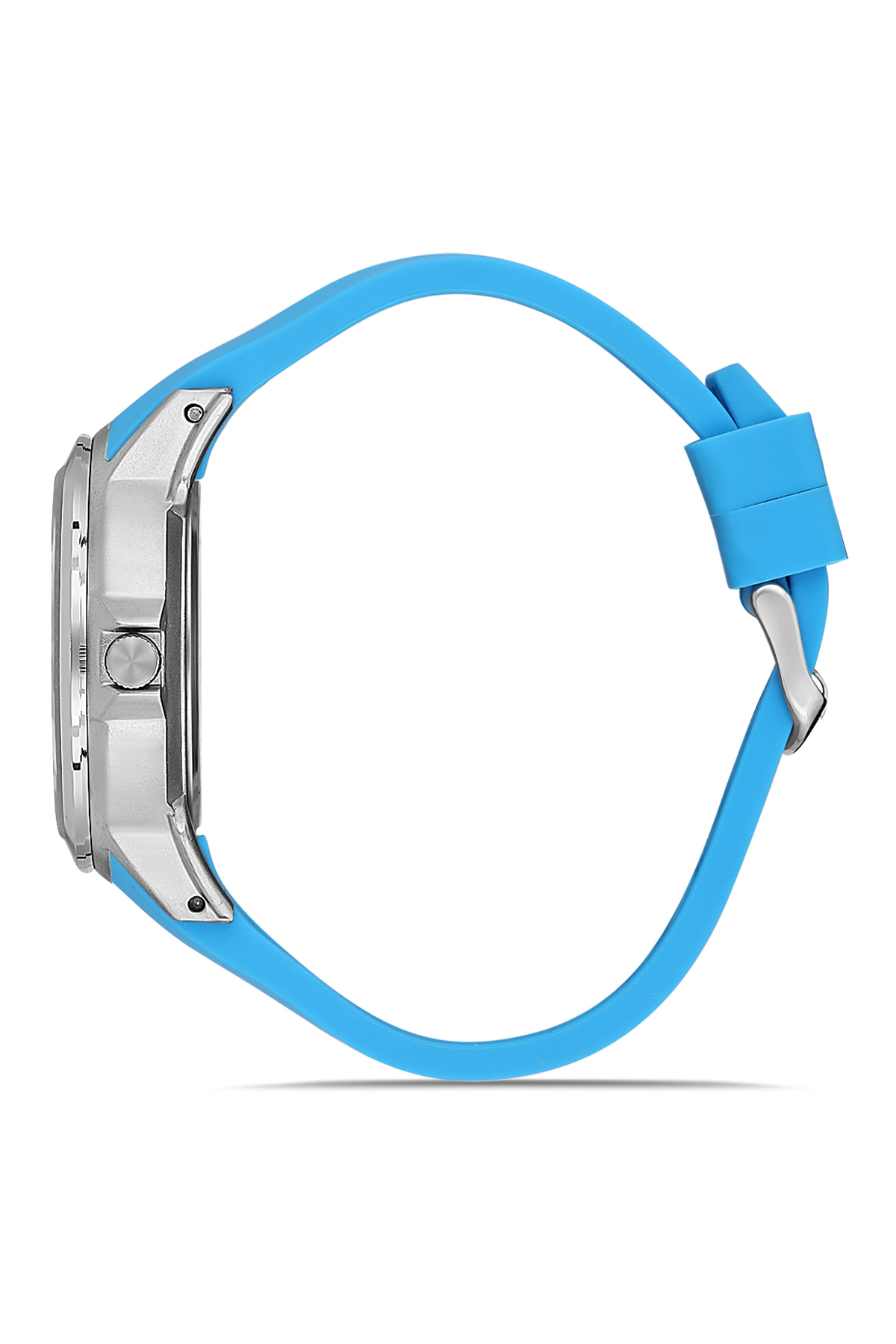 Kauçuk Kordon Erkek Kol Saati Ve Parfüm Hediyelik Kutusunda Set Gümüş Mavi Siyah Renk St-5001E2 Mavi St-5001E2