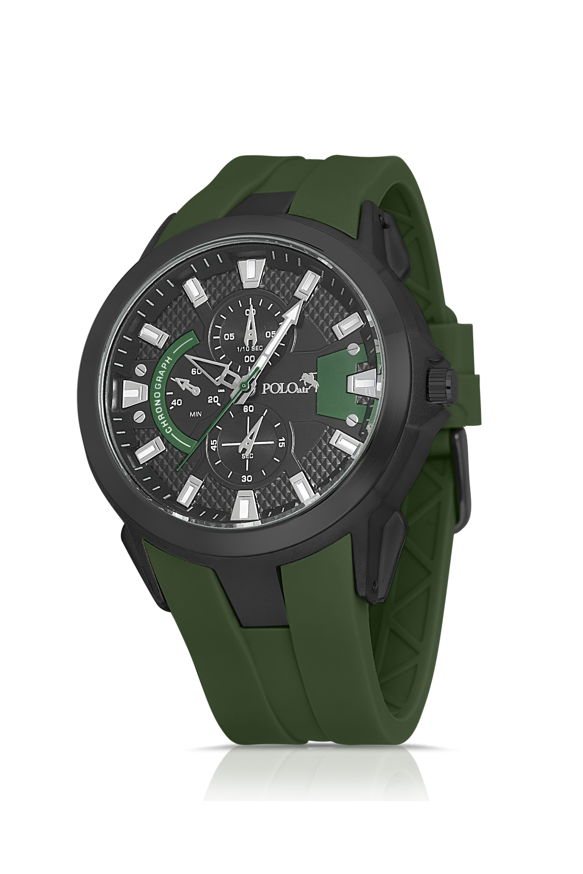 Kauçuk Kordon Erkek Kol Saati Ve Parfüm Hediyelik Kutusunda Set Siyah Yeşil Renk St-5001E3 Yeşil St-5001E3