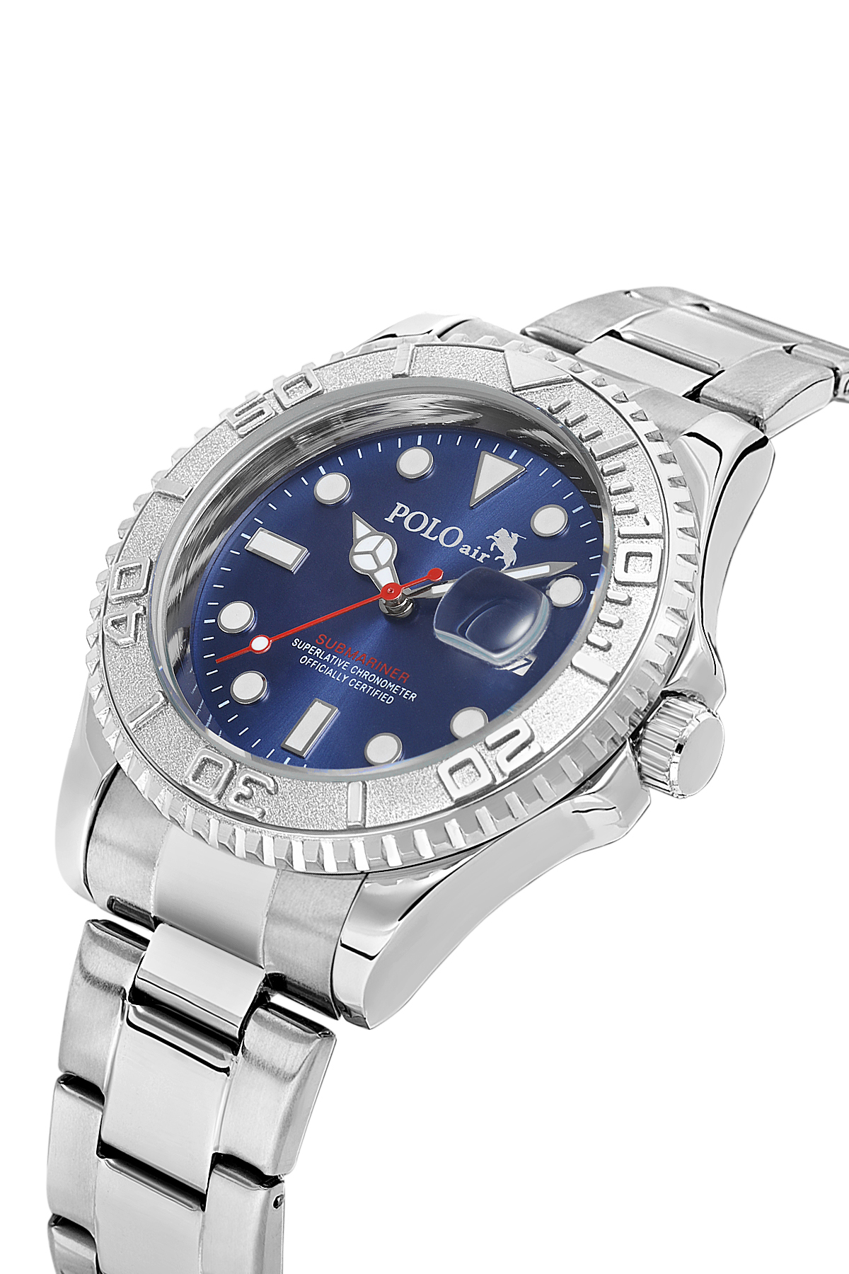 Mercek Takvimli Döner Çerçeve Erkek Kol Saati Gümüş Lacivert Renk Pl-7075E2X Lacivert Pl-7075E2X