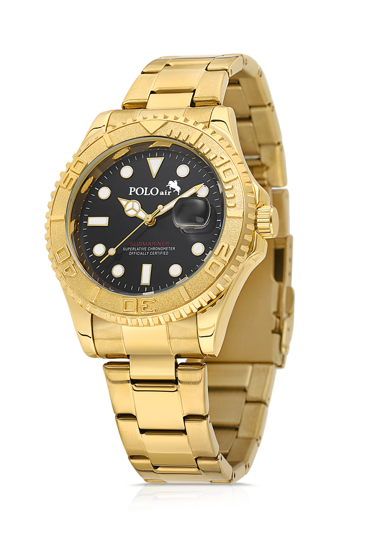 Mercek Takvimli Döner Çerçeve Erkek Kol Saati Ve 55 Ml Parfüm Seti Gold Siyah Renk St-5015E7 Altın St-5015E7