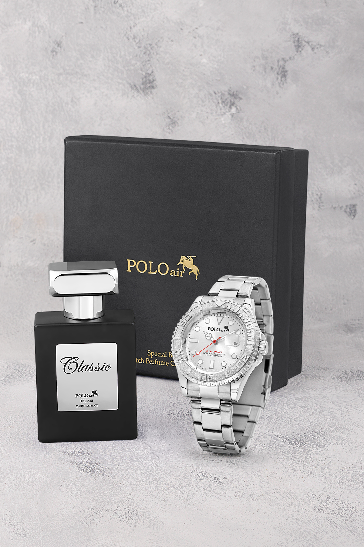 Mercek Takvimli Döner Çerçeve Erkek Kol Saati Ve 55 Ml Parfüm Seti Gümüş Renk St-5015E5 Gümüş St-5015E5