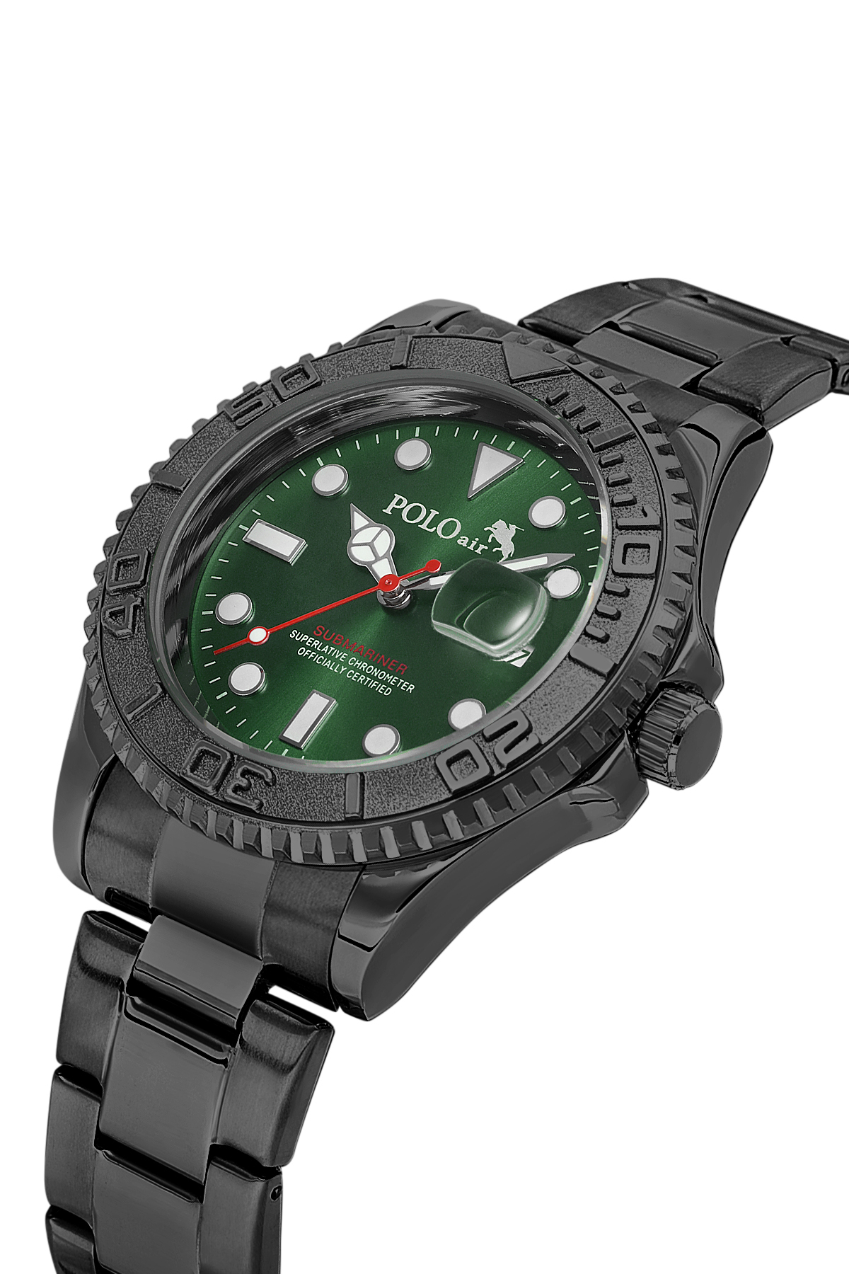 Mercek Takvimli Döner Çerçeve Erkek Kol Saati Ve 55 Ml Parfüm Seti Siyah Yeşil Renk St-5015E6 Siyah St-5015E6