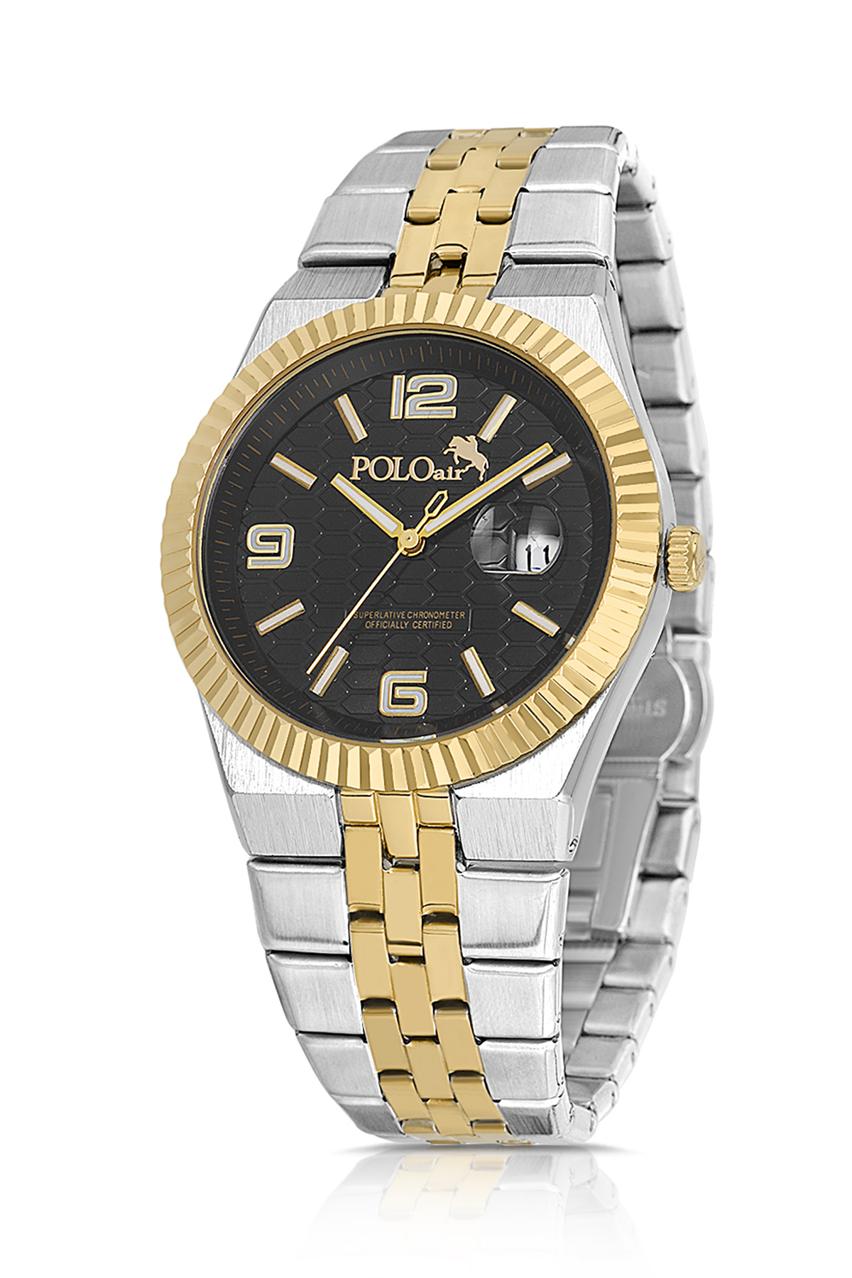 Mercek Takvimli Erkek Kol Saati Esnek Kemer Mıknatıslı Cüzdan Siyah Set Gold Gümüş Renk Pl-7058E8 Altın Pl-7058E8