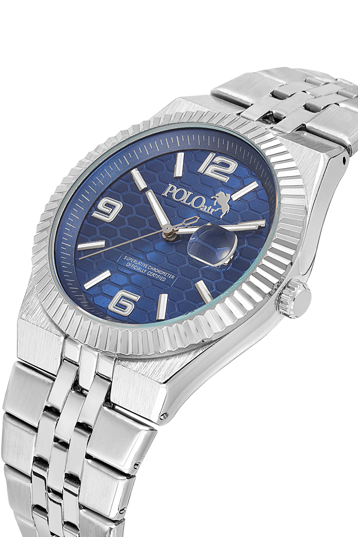 Mercek Takvimli Erkek Kol Saati Örgü Esnek Kemer Mıknatıslı Cüzdan Gümüş Lacivert Renk Pl-7058E2 Lacivert Pl-7058E2