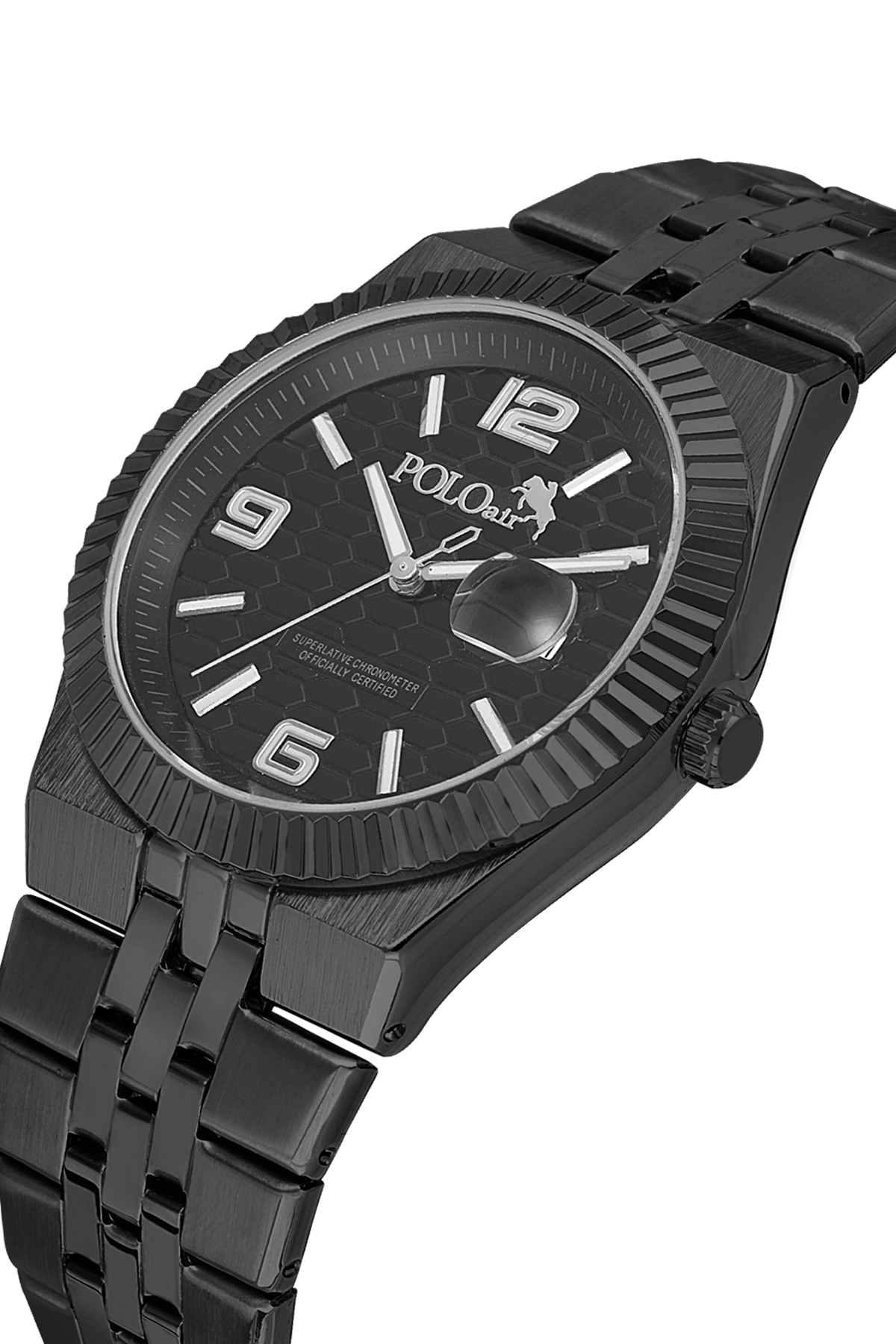 Mercek Takvimli Erkek Kol Saati Örgü Esnek Kemer Mıknatıslı Cüzdan Siyah Renk Pl-7058E1 Siyah Pl-7058E1