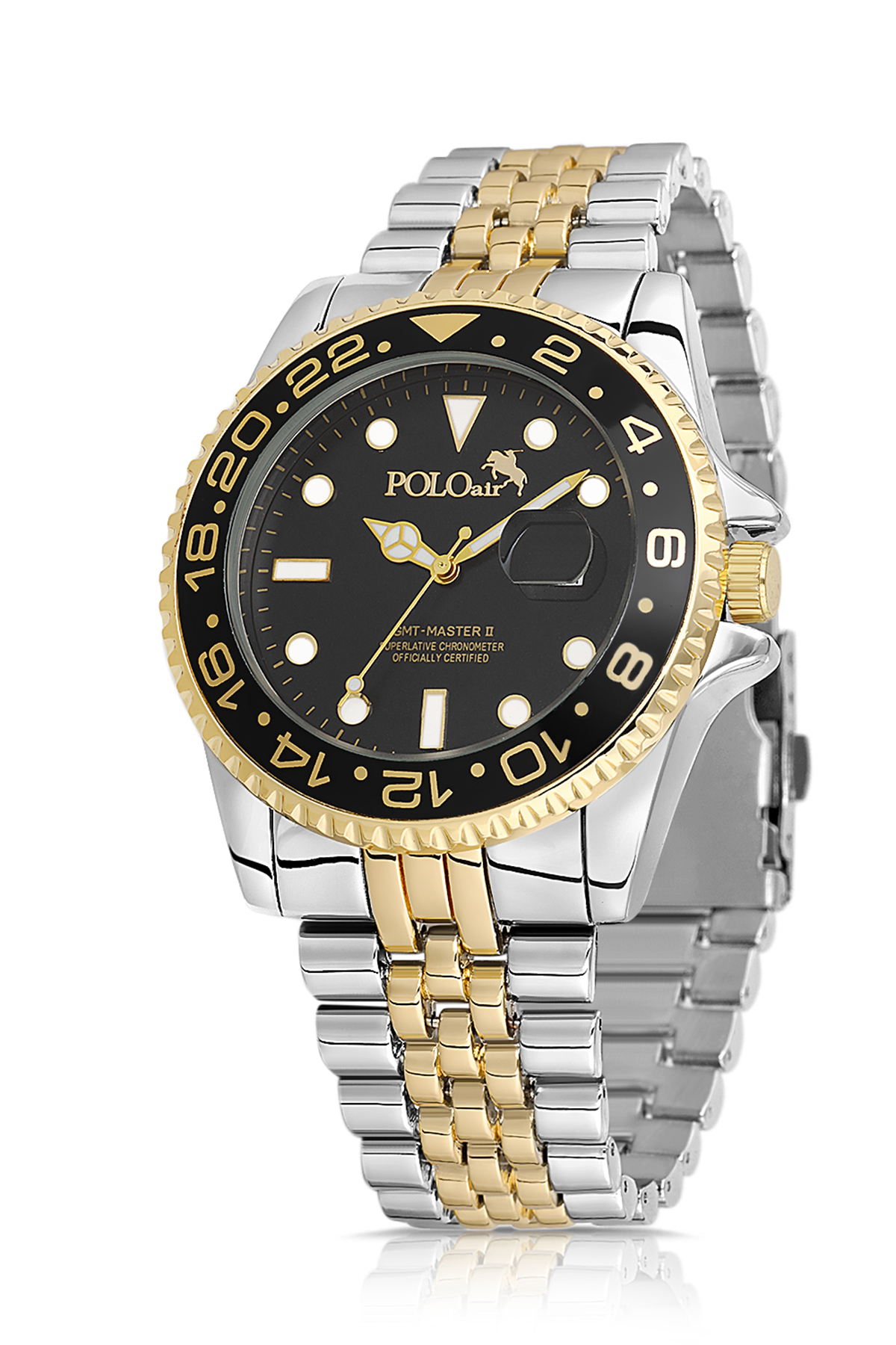 Mercek Takvimli Erkek Kol Saati Otomatik Mekanizmalı Cüzdan Kemer Taba Set Gümüş Gold Renk Pl-7057E4 Altın Pl-7057E4