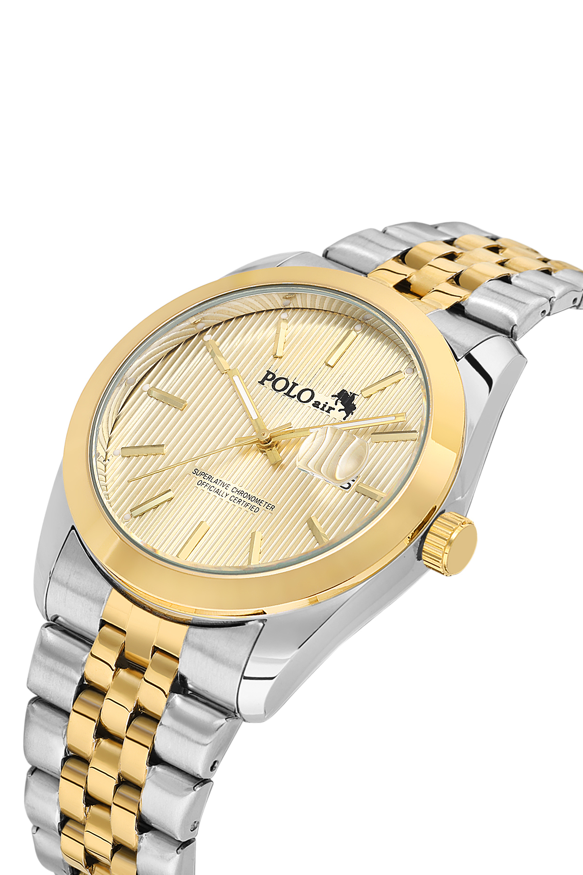 Mercek Takvimli Erkek Kol Saati Ve 55 Ml Parfüm Gümüş Gold Renk St-5016E9 Altın St-5016E9