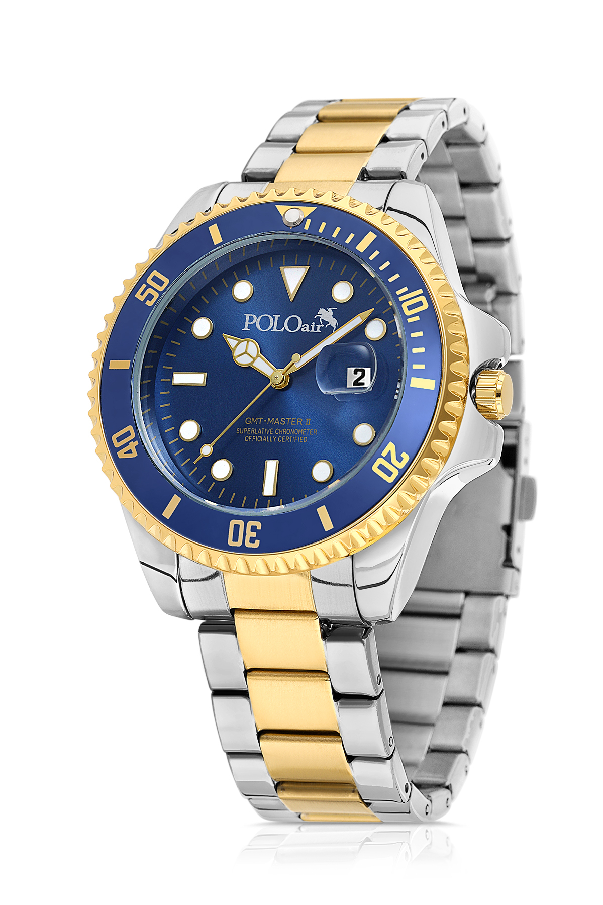 Mercek Takvimli Erkek Kol Saati Ve 55 Ml Parfüm Seti Gold Gümüş Lacivert Renk St-5013E9 Çok Renkli St-5013E9