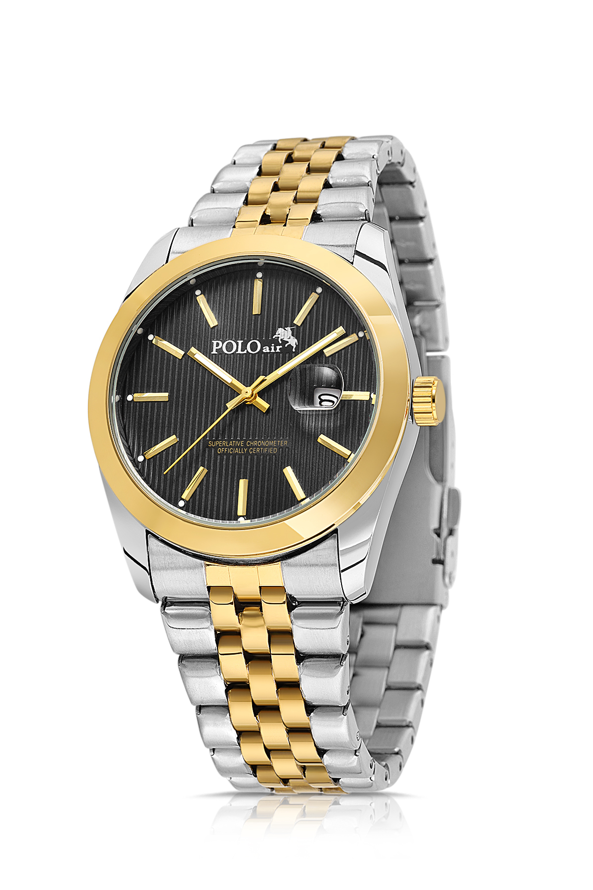 Mercek Takvimli Erkek Kol Saati Ve 55 Ml Parfüm Seti Gümüş Gold Siyah Renk St-5016E6 Çok Renkli St-5016E6