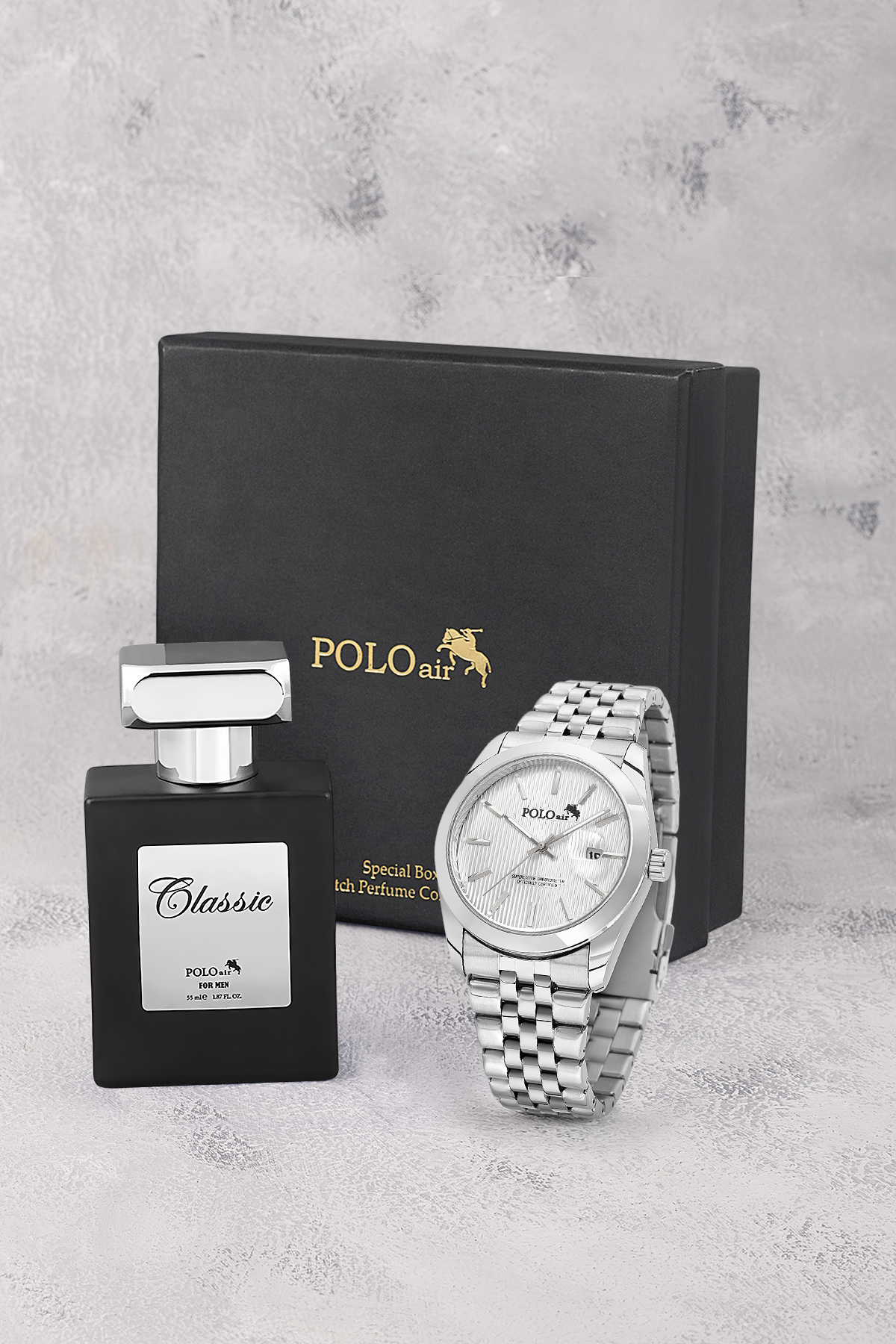 Mercek Takvimli Erkek Kol Saati Ve 55 Ml Parfüm Seti Gümüş Renk St-5016E5 Gümüş St-5016E5