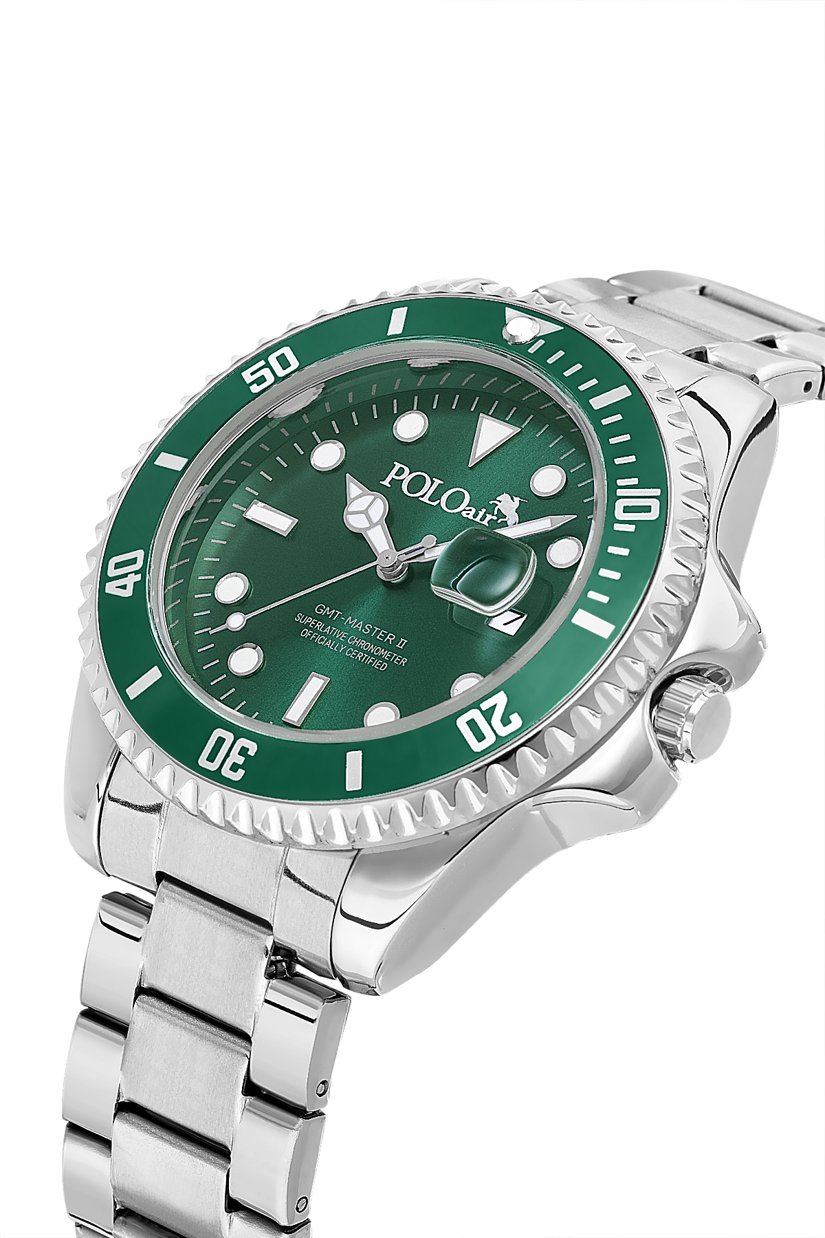 Mercek Takvimli Erkek Kol Saati Ve 55 Ml Parfüm Seti Gümüş Yeşil Renk St-5013E4 Yeşil St-5013E4